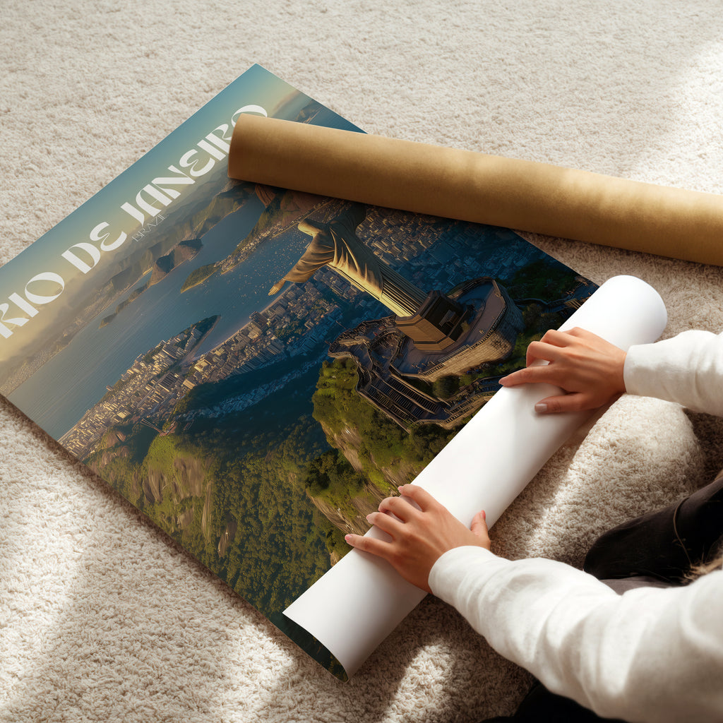 Christ the Redeemer Travel Print: Rio de Janeiro Mountain Landscape