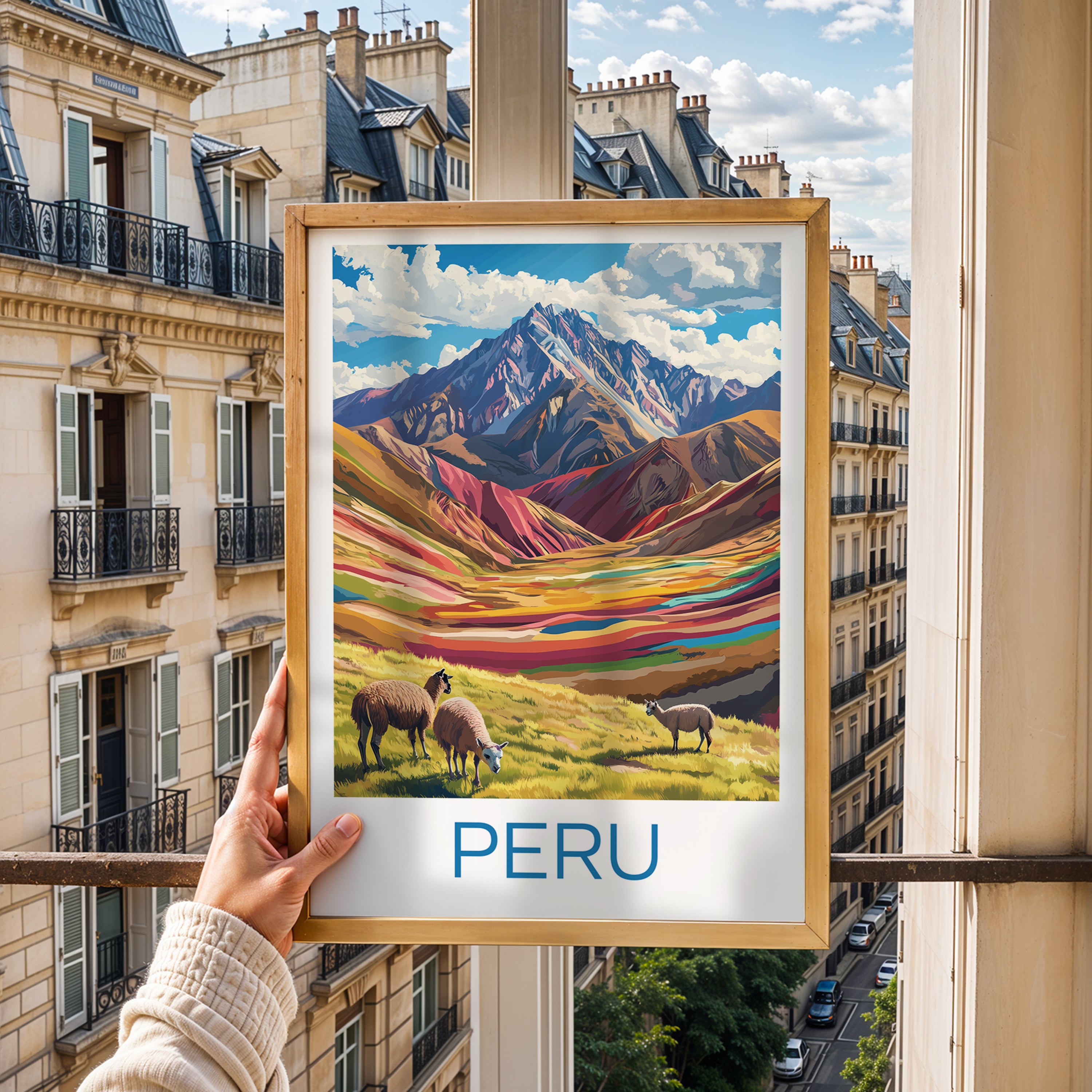 Peru Travel Poster: Andean Mountain Landscape Illustration Art