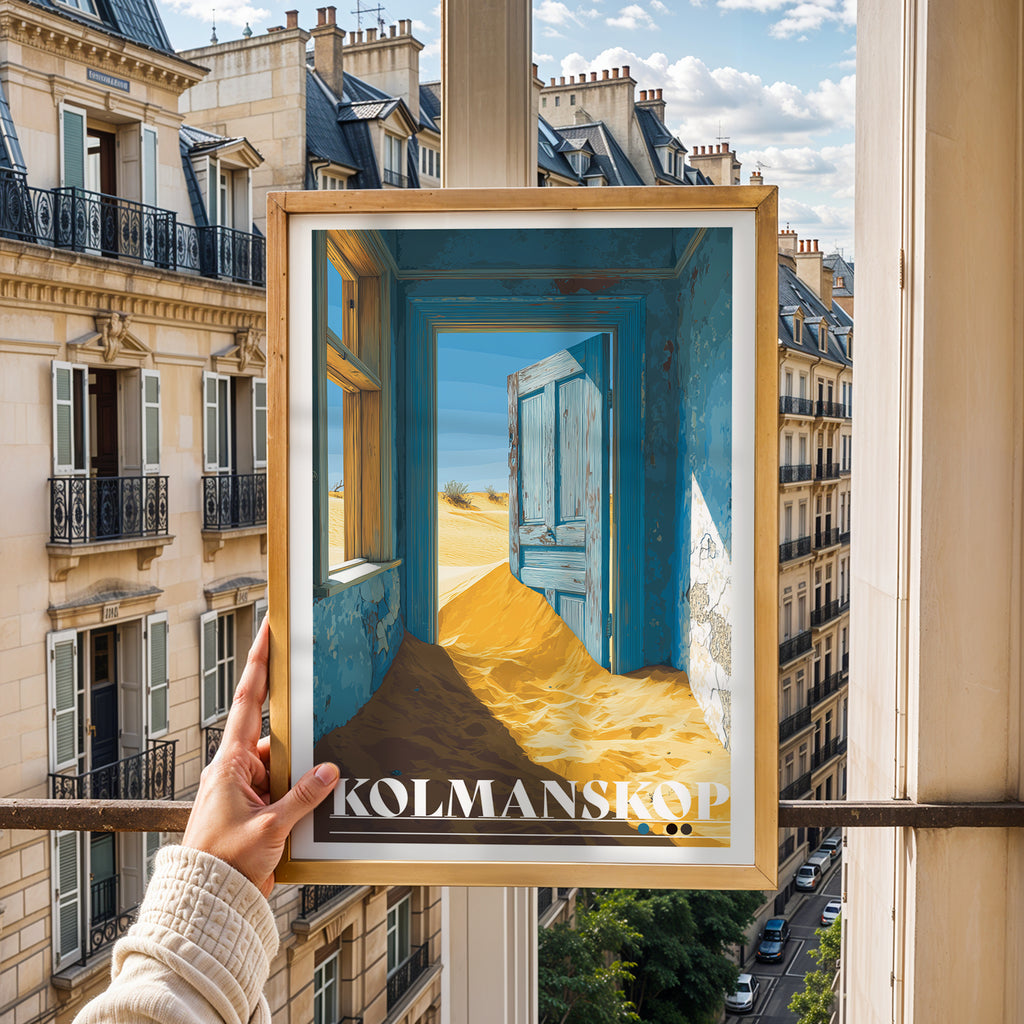 Kolmanskop Travel Poster: Abandoned House Print, Namibia Wall Art