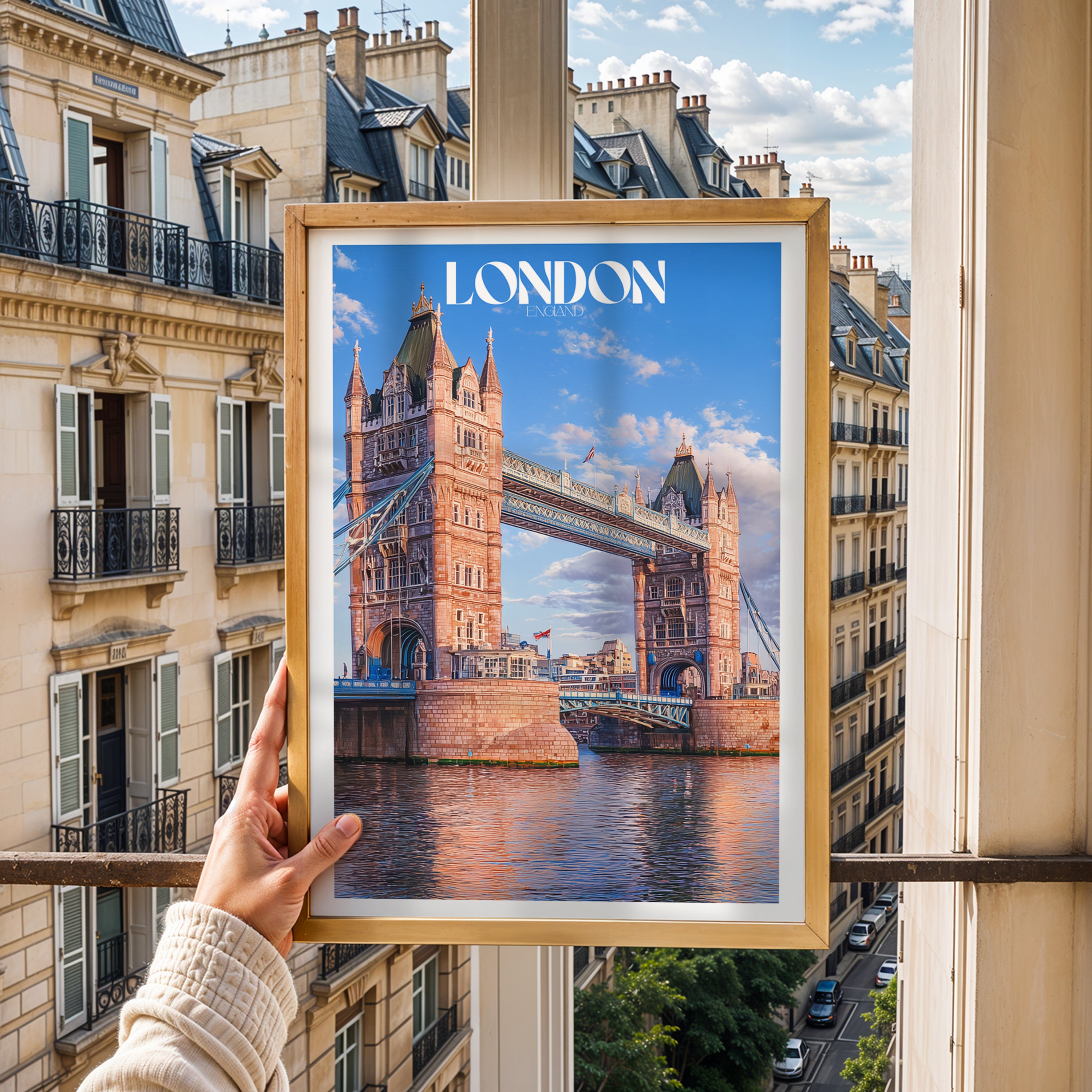 London Bridge Wall Art – England Travel Poster, Iconic Landmark Print, British City Deco