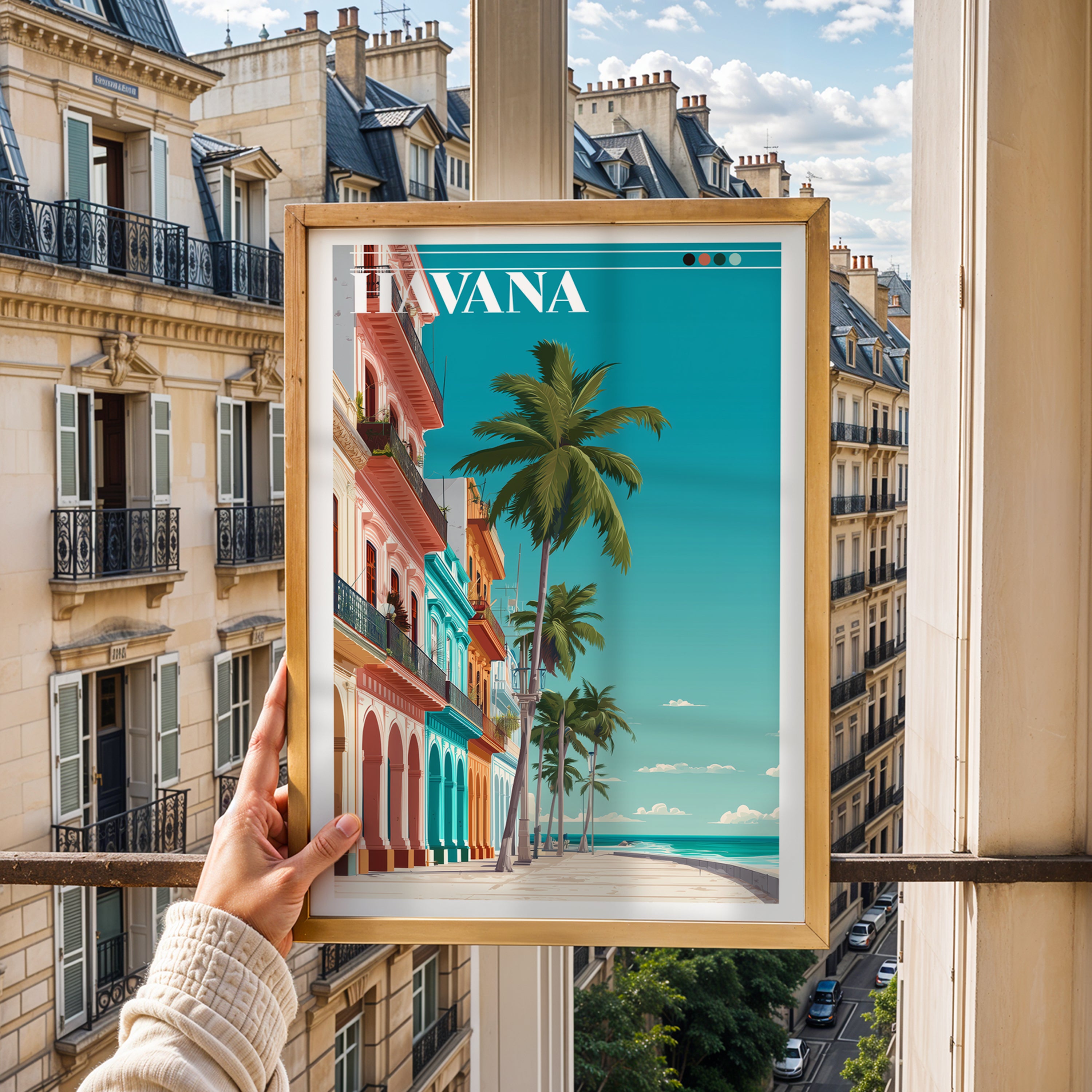 Havana Travel Poster: Cuba Print, Caribbean Wall Art