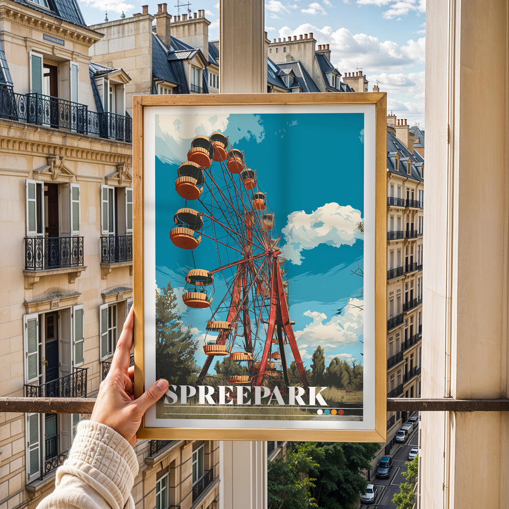 Spreepark Travel Poster: Abandoned Ferris Wheel Print, Berlin Germany Wall Art