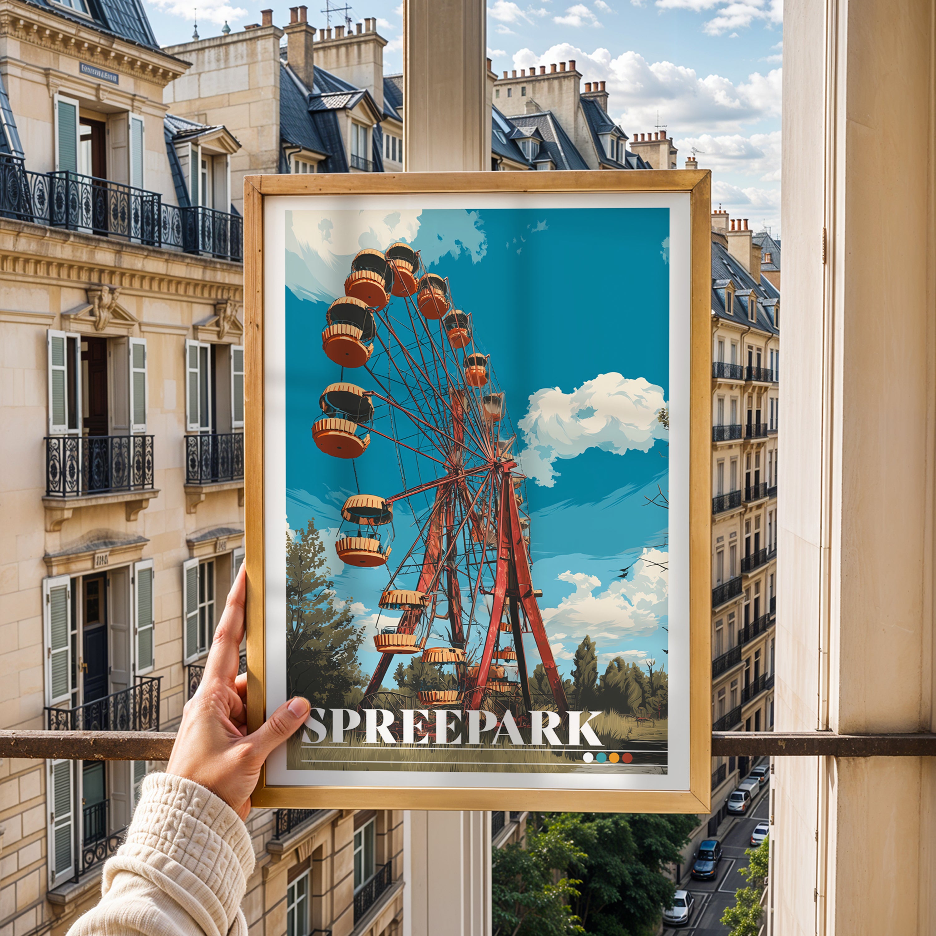 Spreepark Travel Poster: Abandoned Ferris Wheel Print, Berlin Germany Wall Art