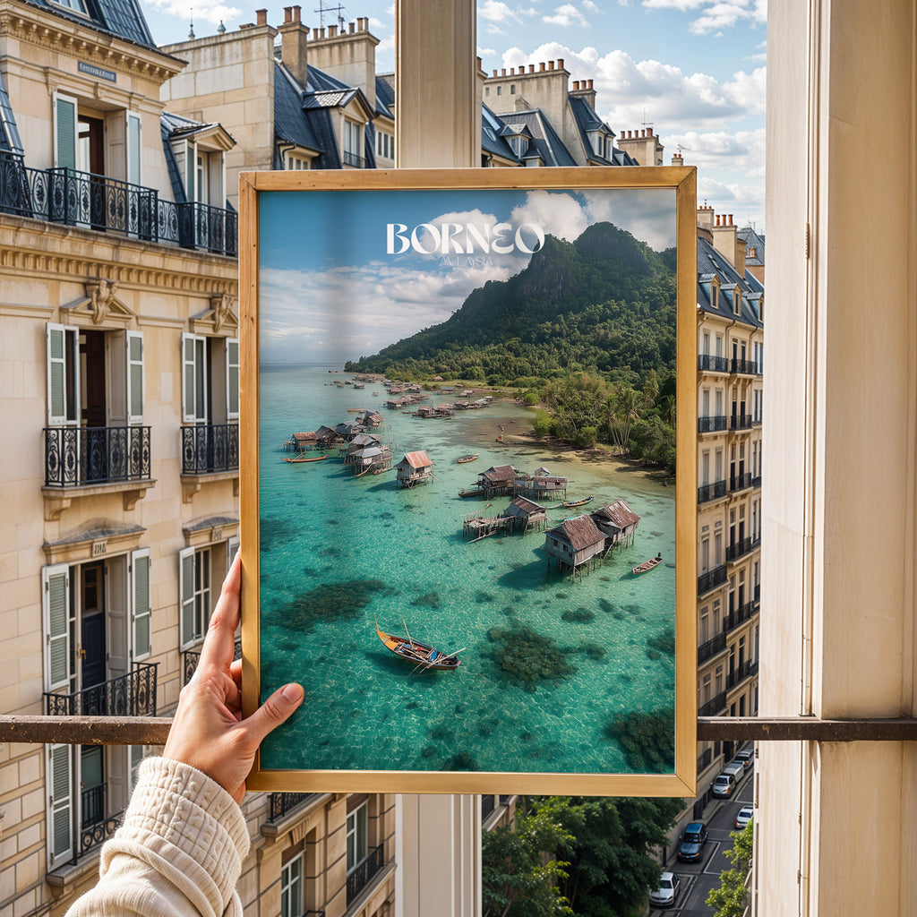 Borneo Malaysia Travel Poster – Rainforest Wall Art Print, Southeast Asia Nature Decor, Jungle Landscape Photography