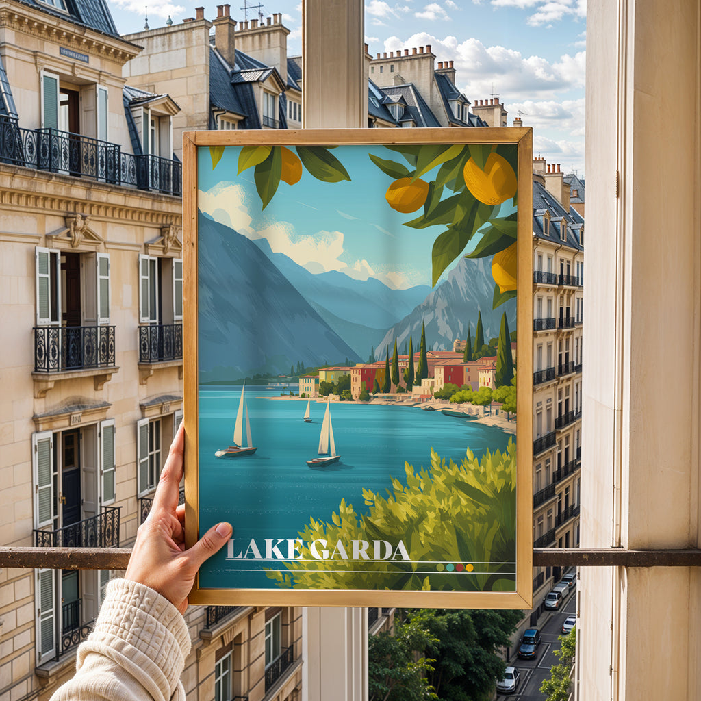 Lake Garda Italy Print: Scenic Lakeside Travel Poster
