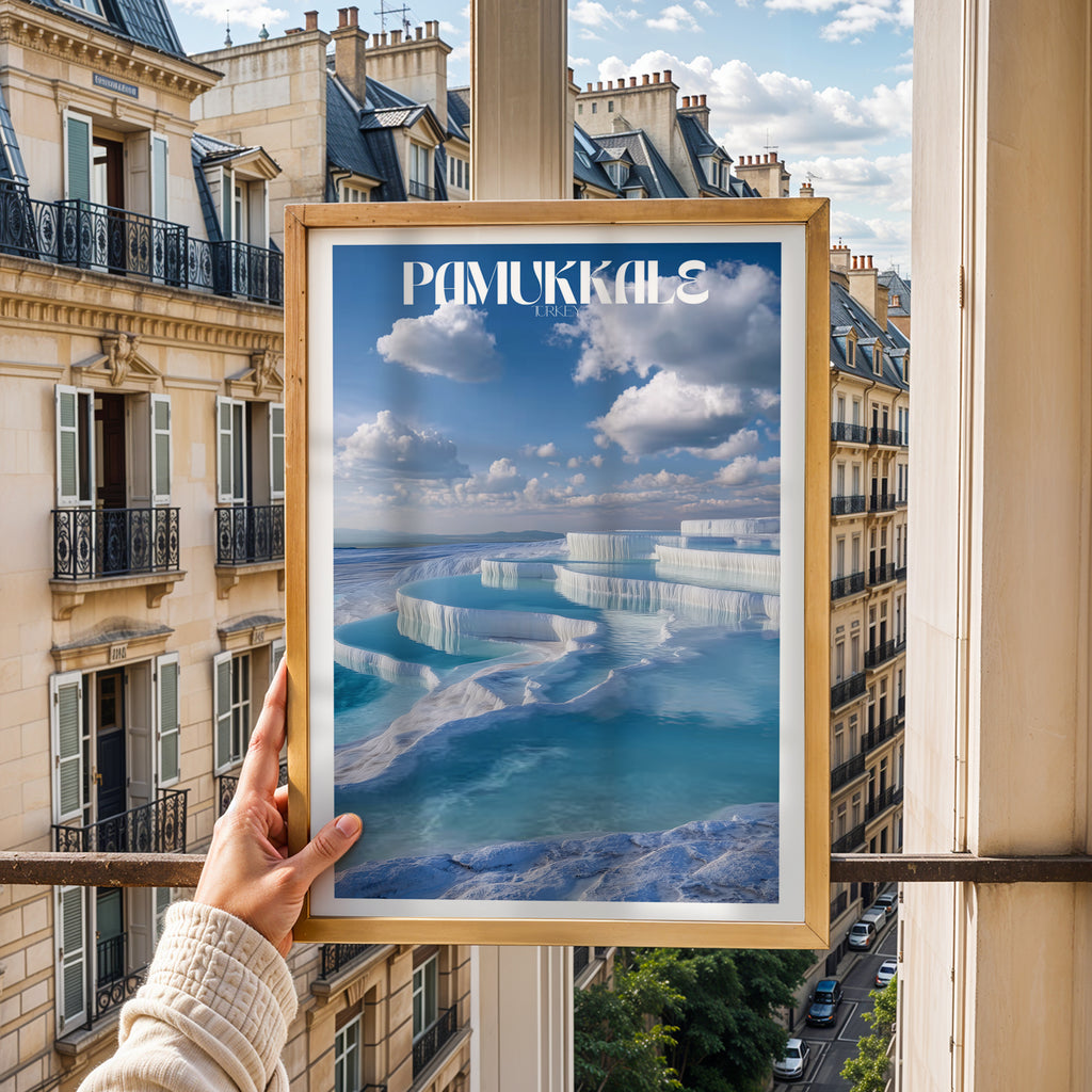 Pamukkale Turkey Travel Poster – Thermal Pools Wall Art, Landscape Print, Natural Wonder Decor