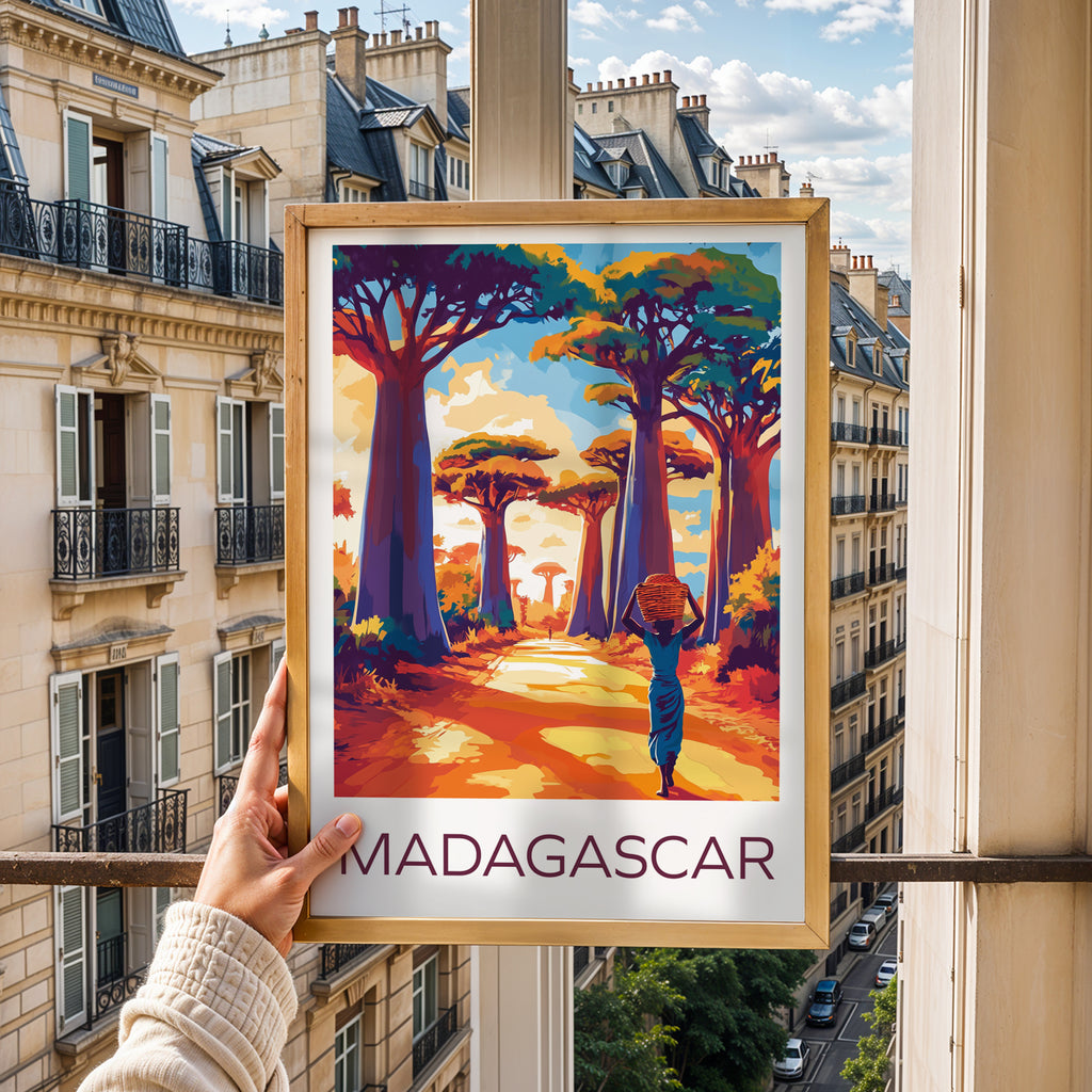 Madagascar Travel Poster: Baobab Avenue Illustration Art