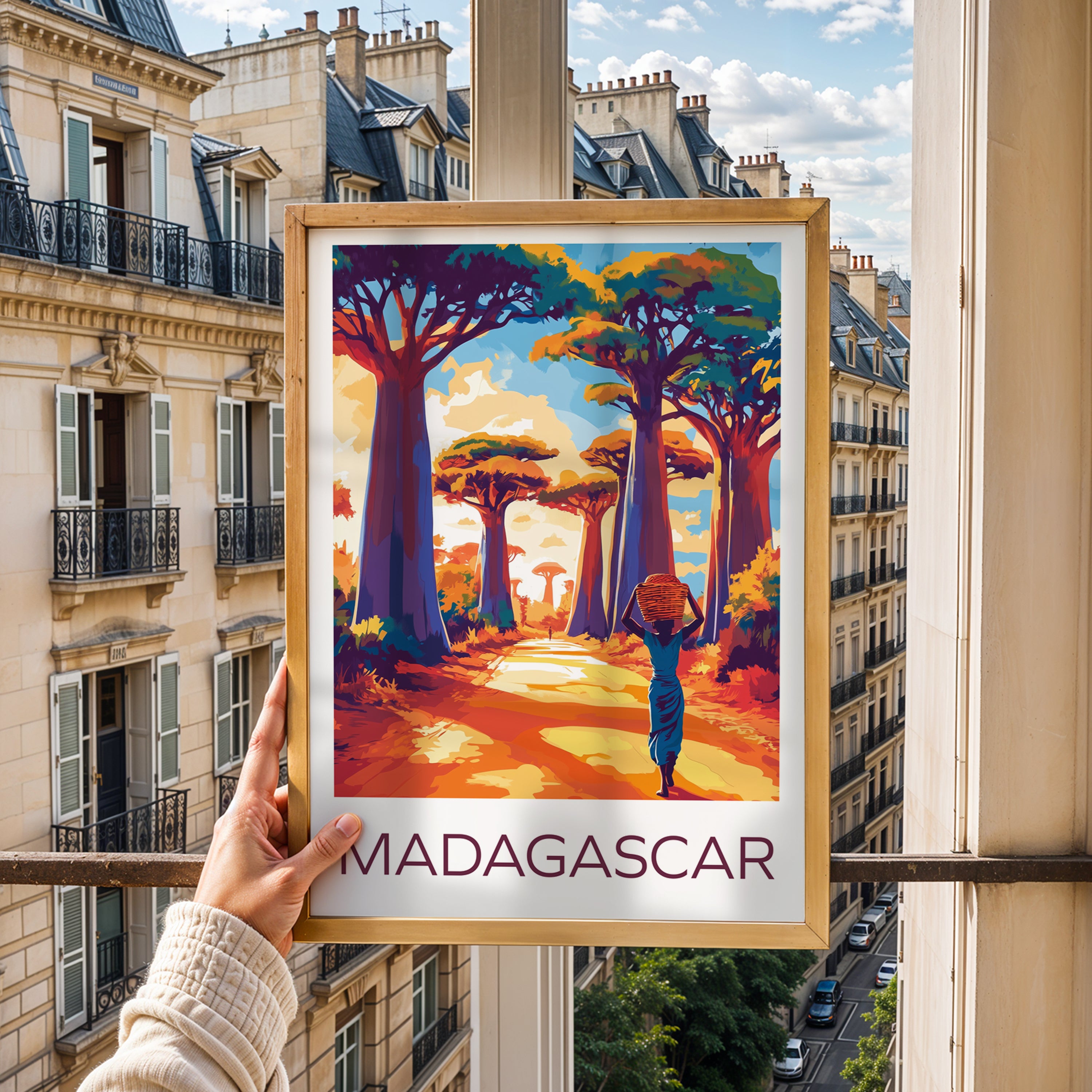 Madagascar Travel Poster: Baobab Avenue Illustration Art