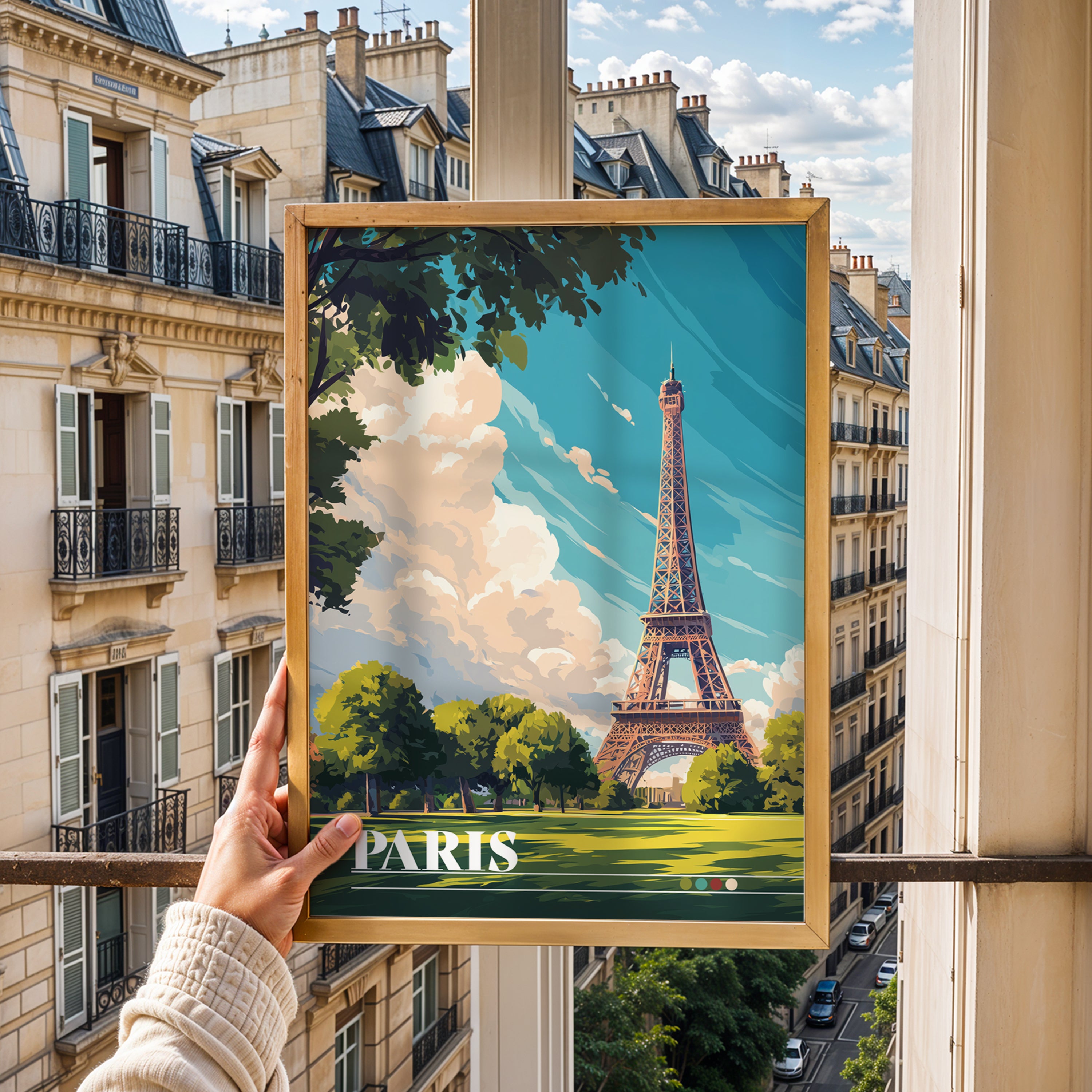 Paris France Poster – Eiffel Tower Wall Art, Romantic City Print, European Travel Photography Decor
