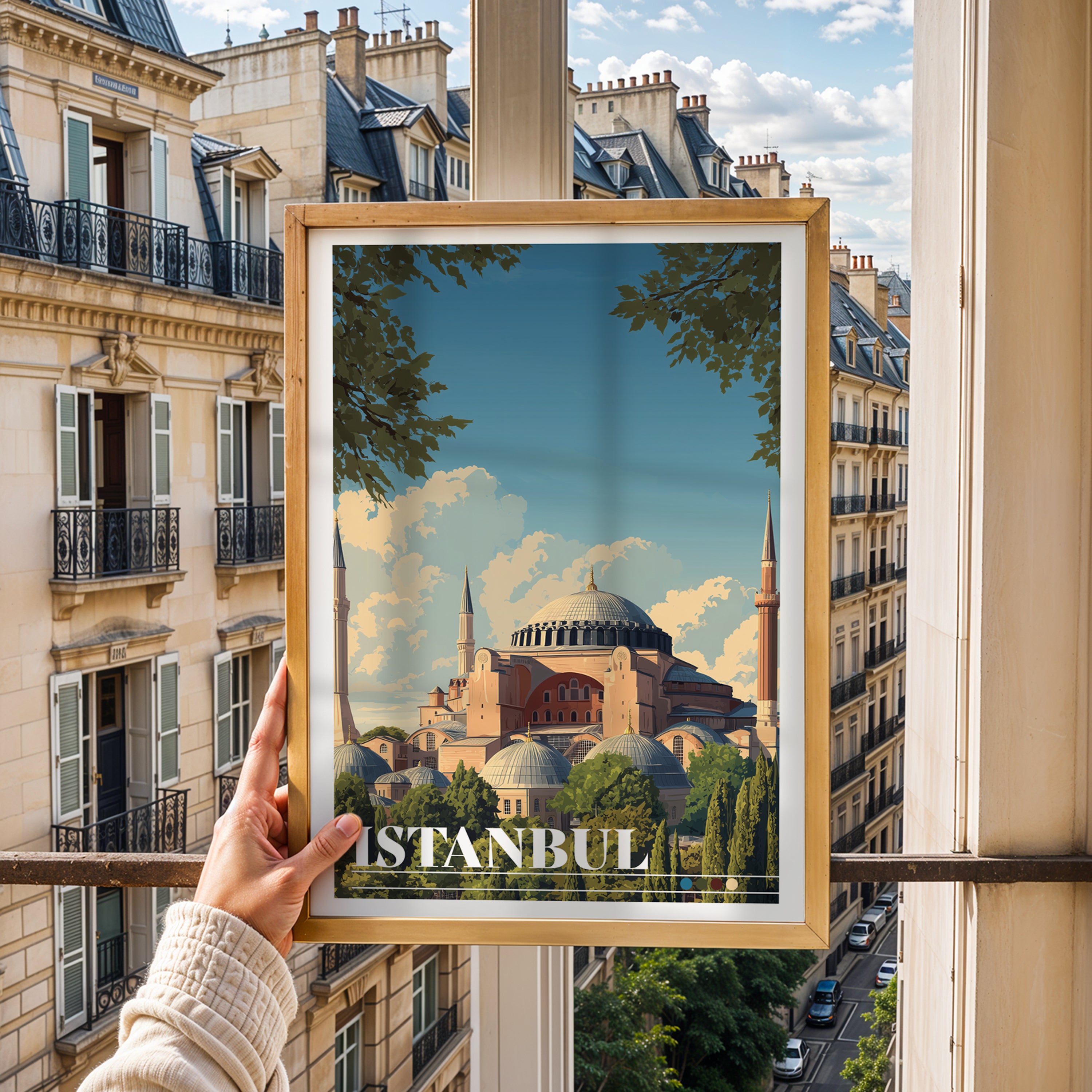 Istanbul Travel Poster: Hagia Sophia Print, Turkey Wall Art