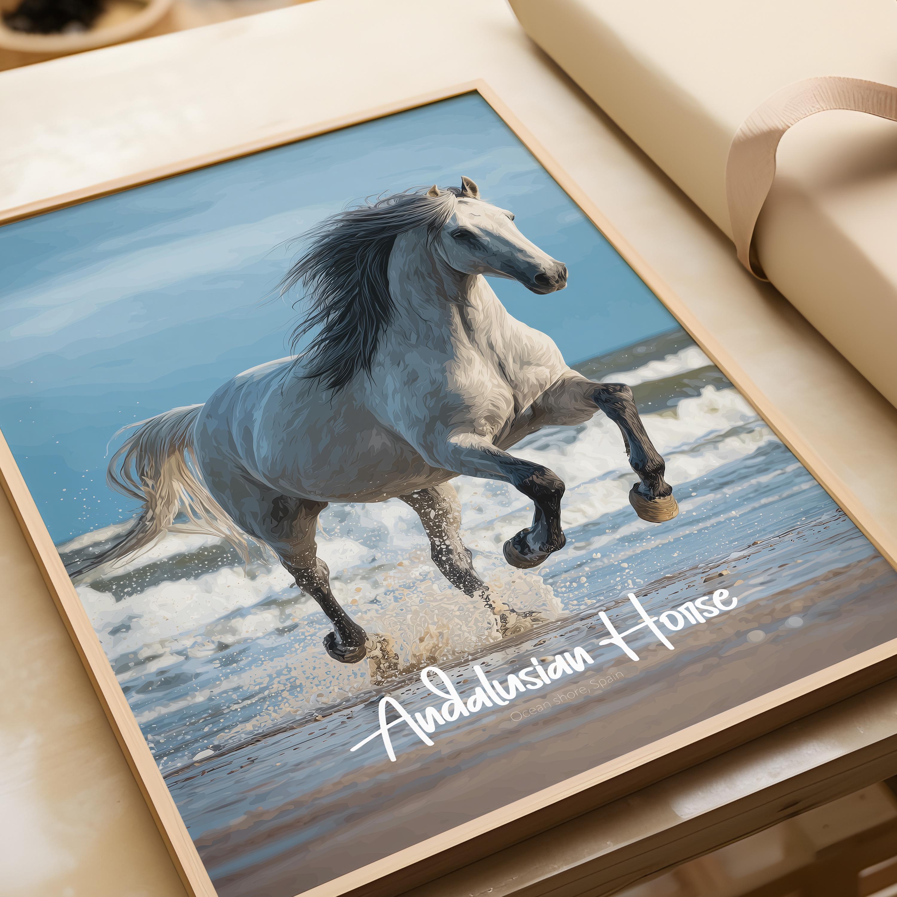 Andalusian Horse Art Print: Elegant Spanish Equestrian Decor