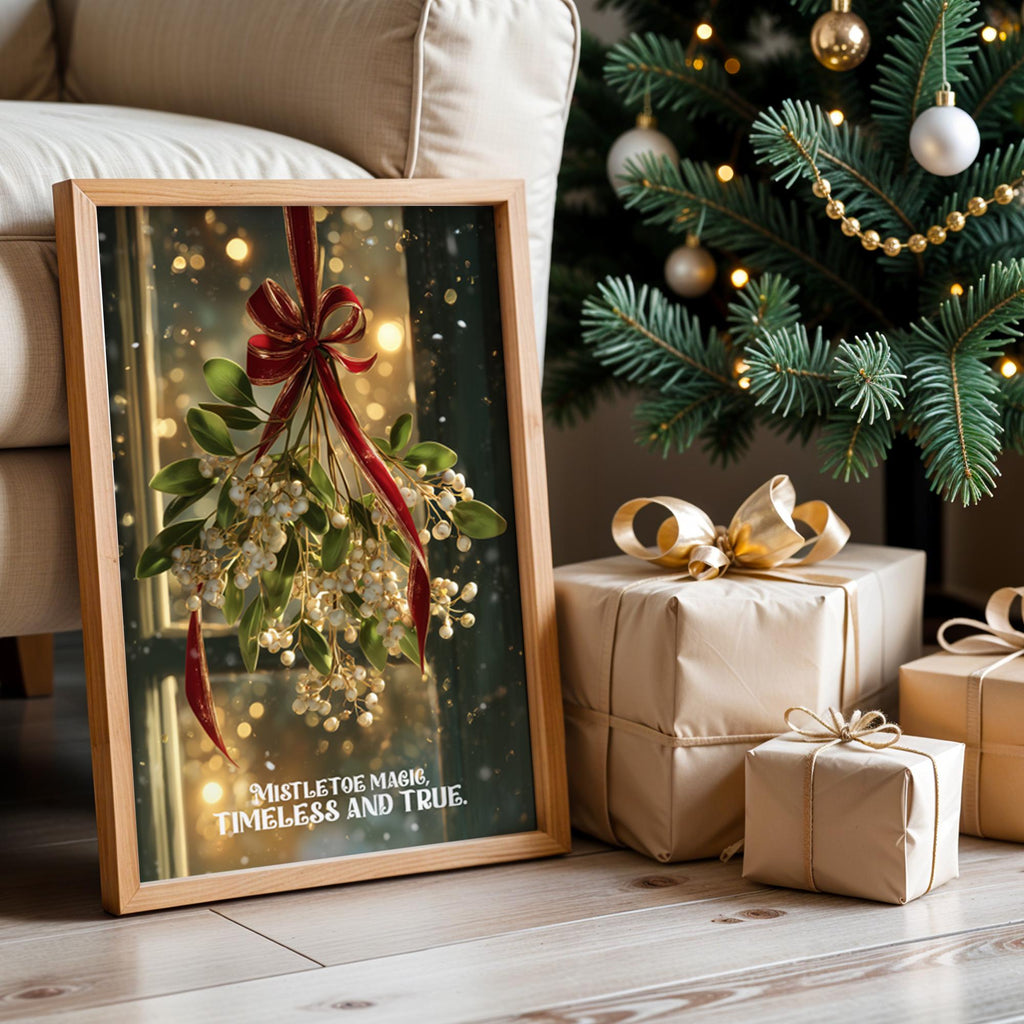 Mistletoe Christmas Poster – Romantic Holiday Wall Art with Elegant Festive Charm
