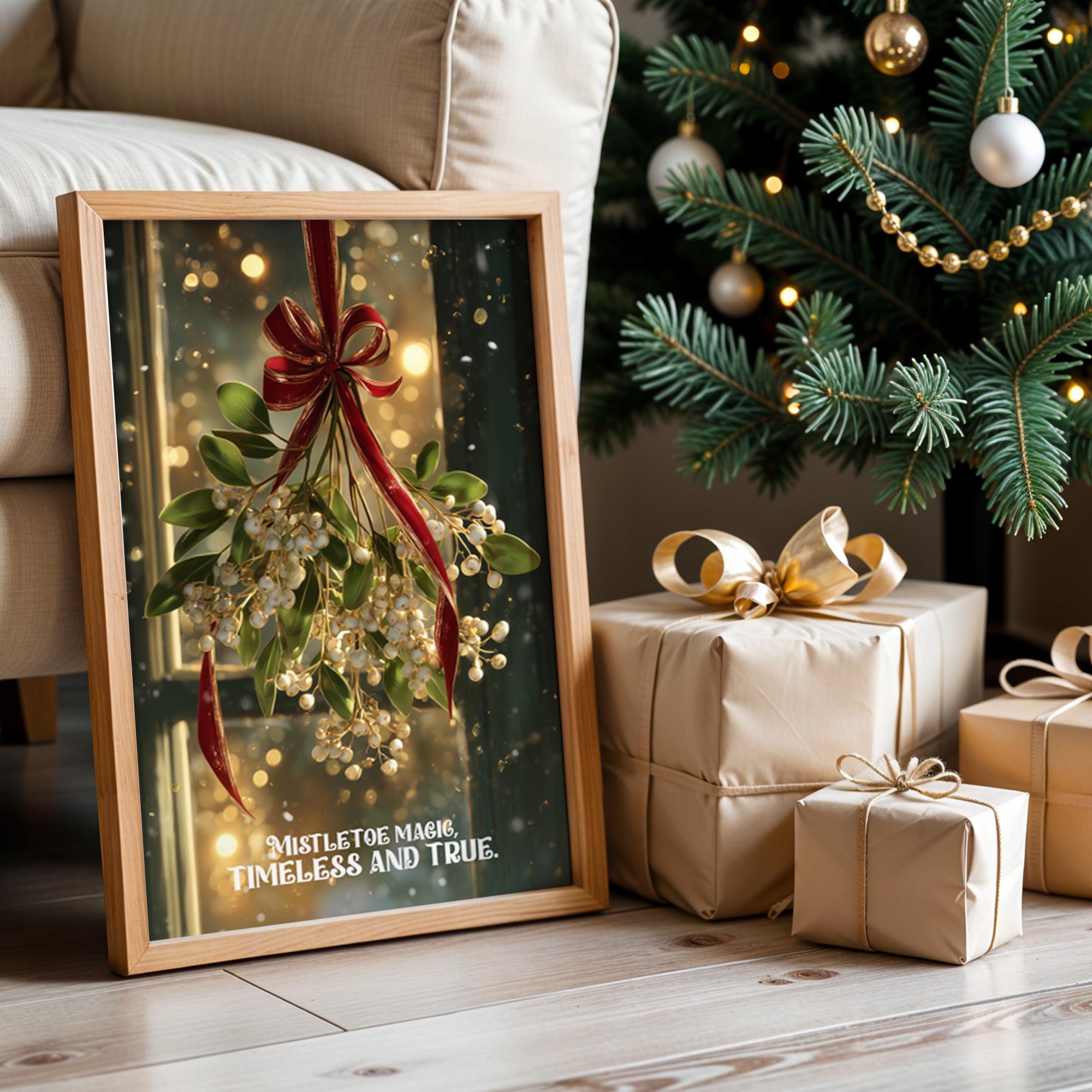 Mistletoe Christmas Poster – Romantic Holiday Wall Art with Elegant Festive Charm