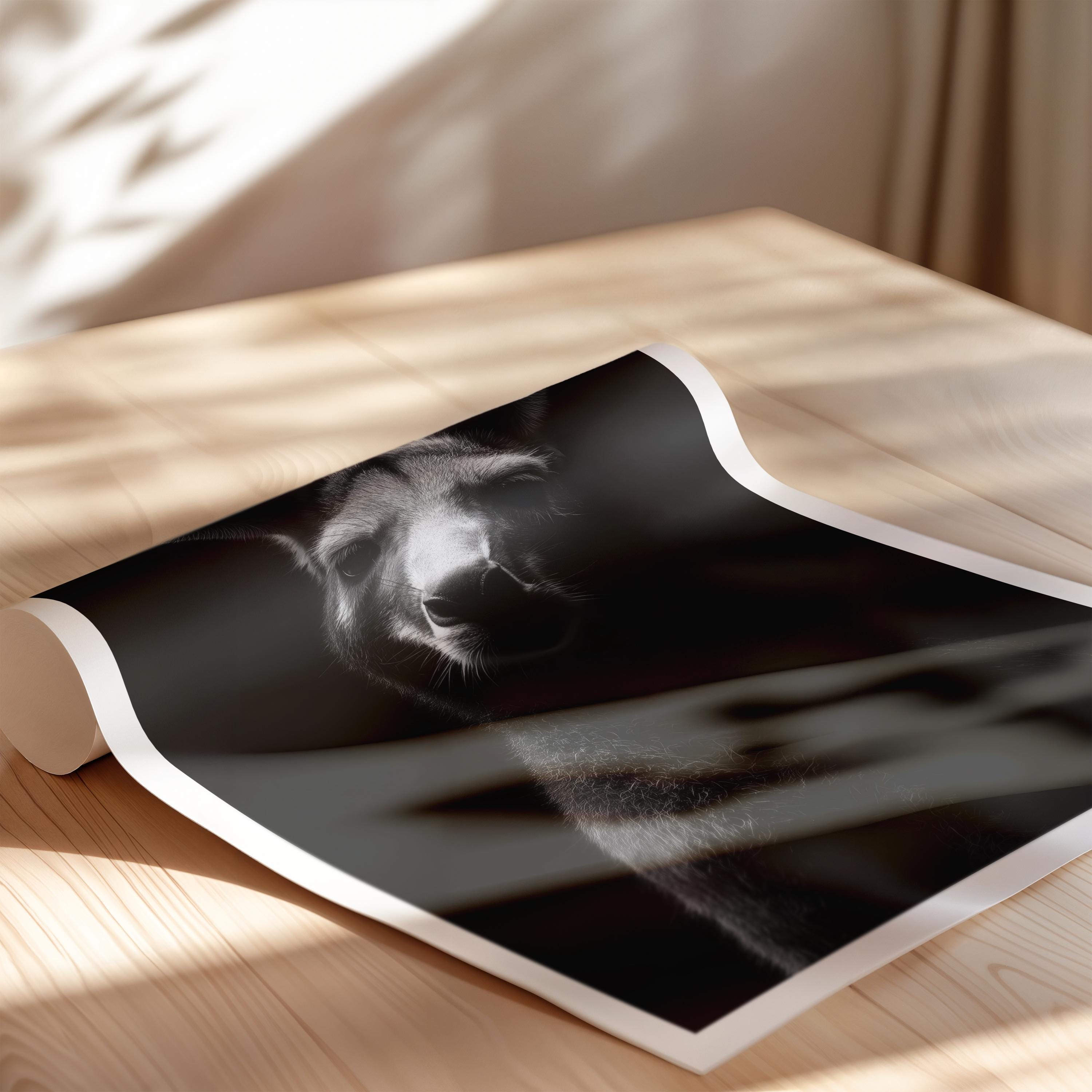Black and White Kangaroo Print: Australian Animal Wall Art