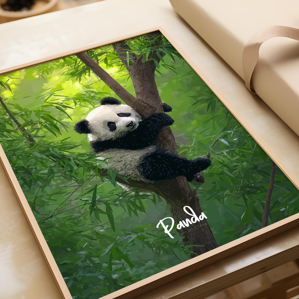 Panda Nursery Print: Calm Bamboo Bear Wall Art