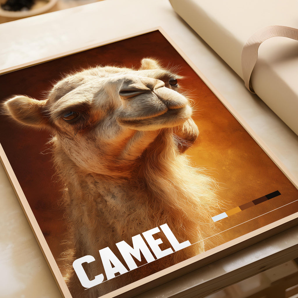Camel Framed Poster: Desert Animal Wall Art for Nursery or Kids Room