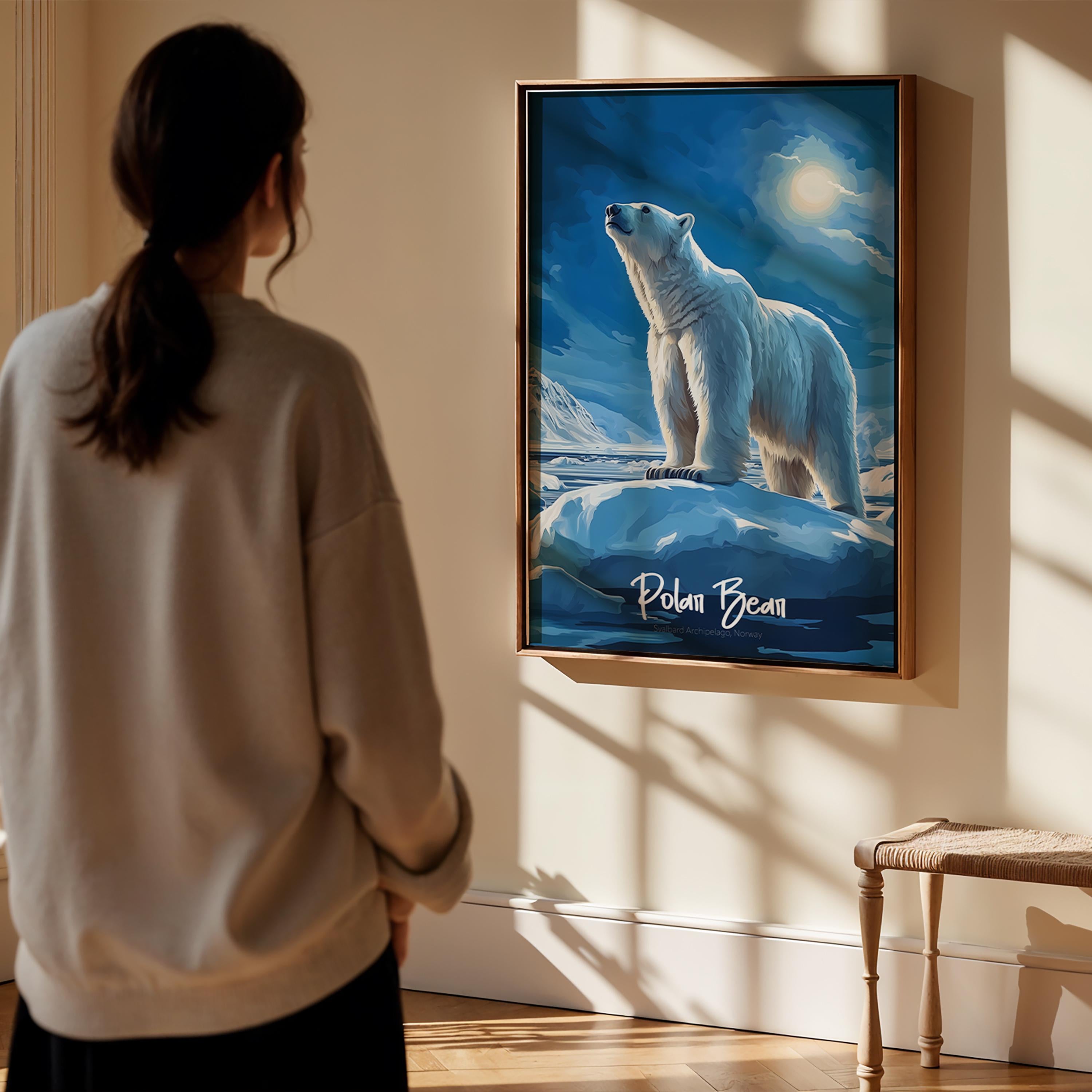 Polar Bear Art Print: Minimalist Scandinavian Wildlife Poster