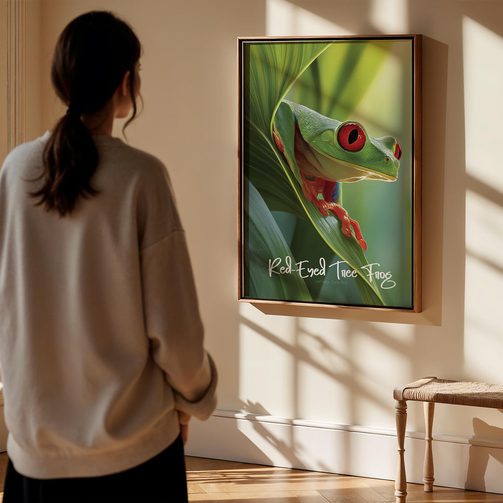 Red-Eyed Tree Frog Framed Poster: Tropical Kids Nursery Wall Art