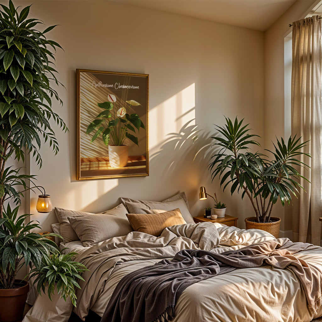 Anthurium Clarinervium Print: Minimalist Botanical Illustration, Greenery Plant Wall Art