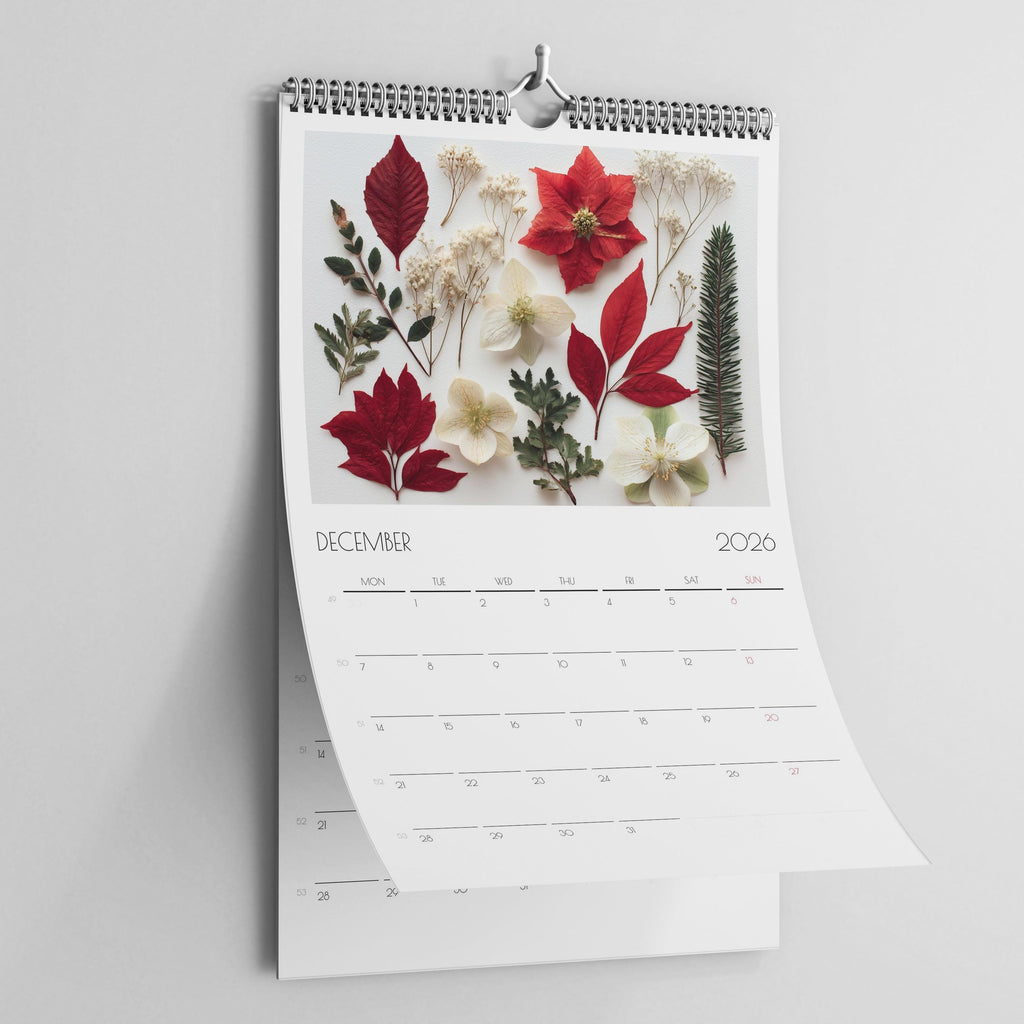 2026 Pressed Flower Wall Calendar A3: Botanical Art Print