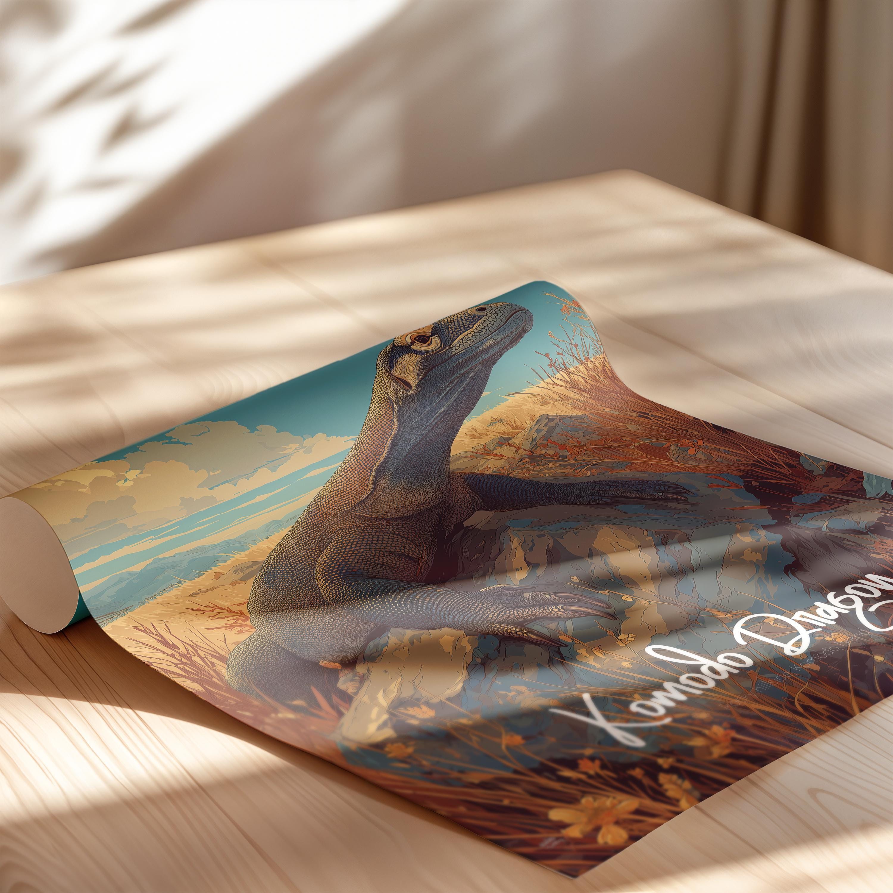 Komodo Dragon Framed Poster: Reptile Jungle Nursery Wall Art