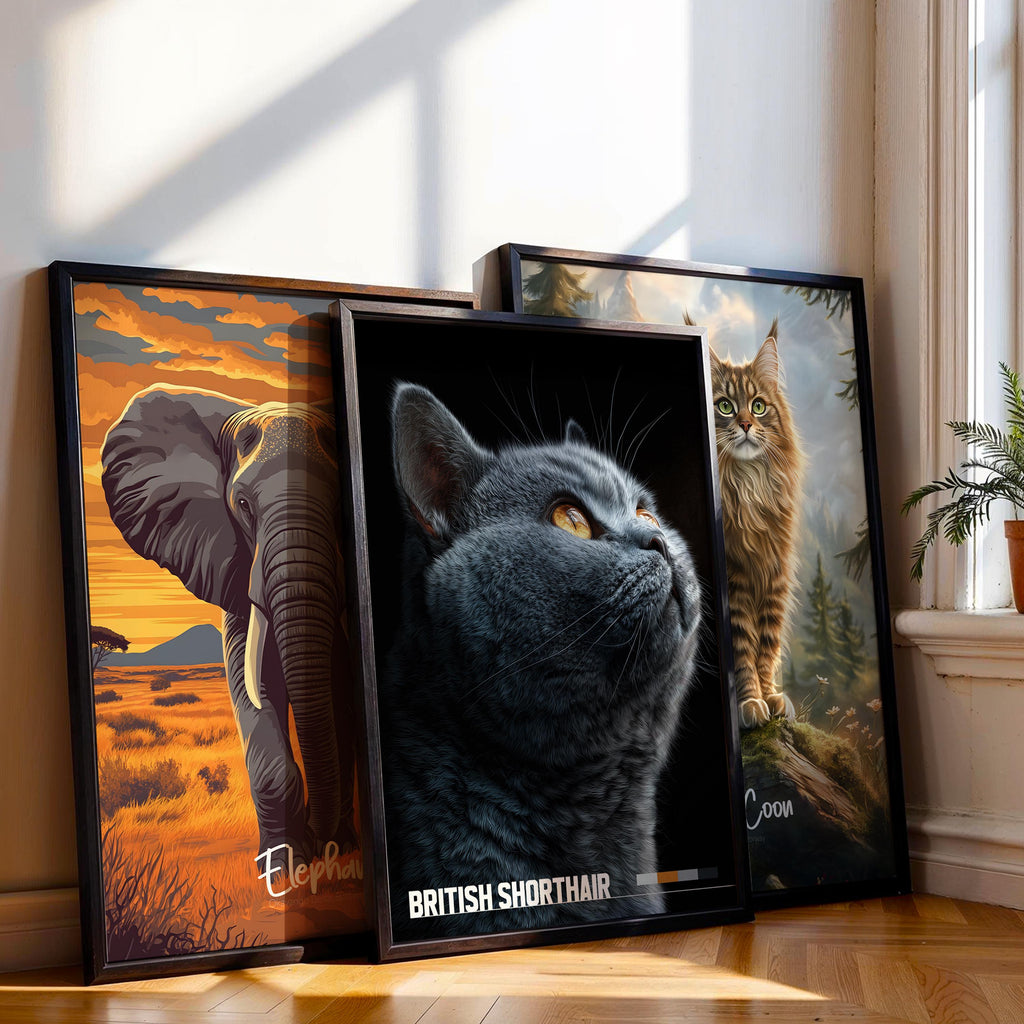 British Shorthair Cat Framed Poster: Nursery Wall Art
