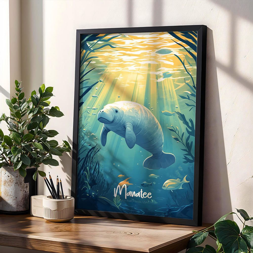 Manta Ray Art Print: Modern Ocean Animal Illustration