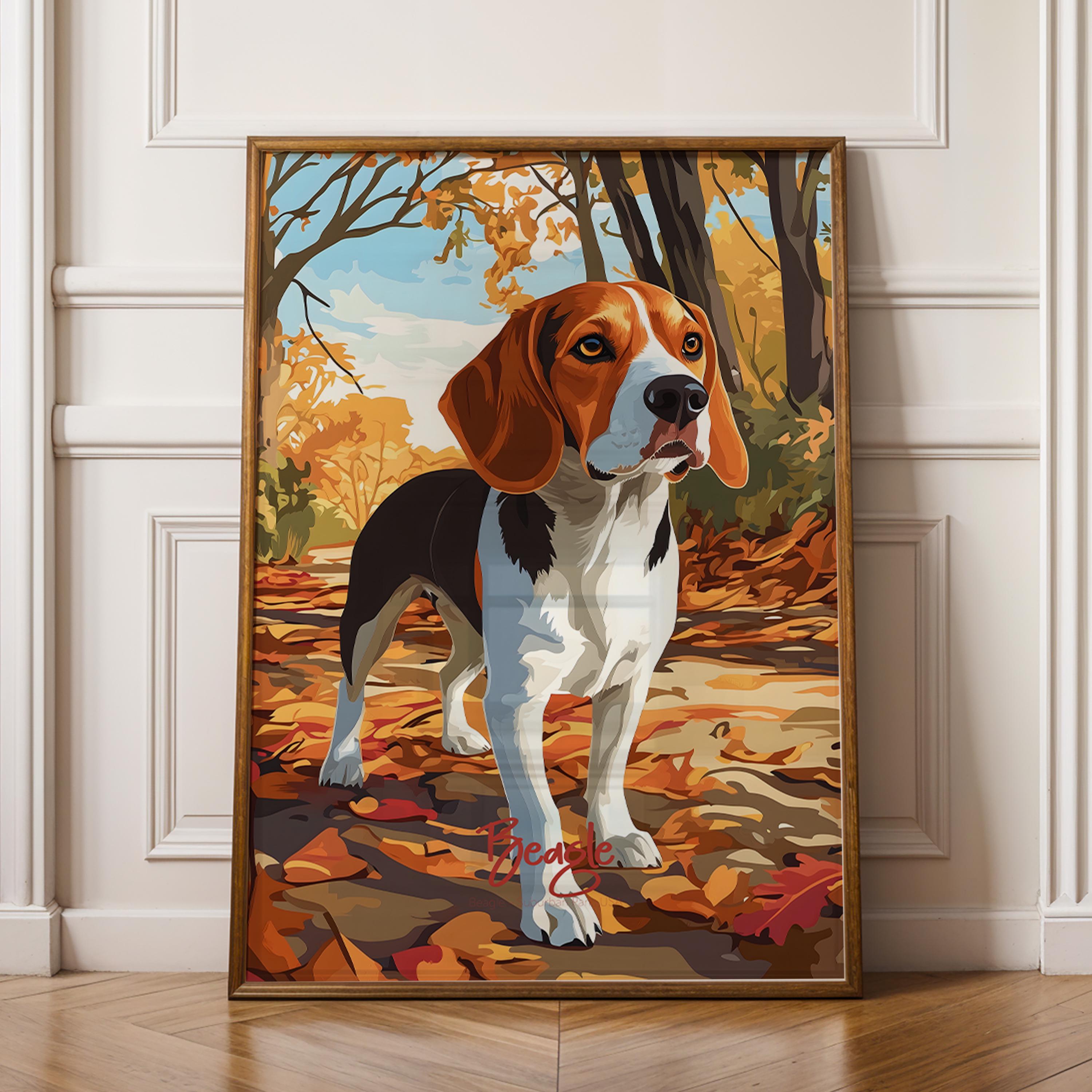 Beagle Dog Art Print, Modern Framed Poster, Pet Home Decor