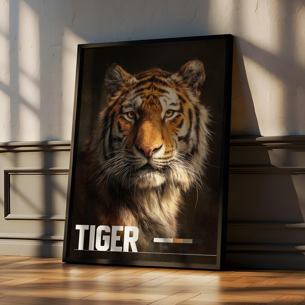 Tiger Framed Poster: Wild Big Cat Wall Art for Nursery or Kids Room