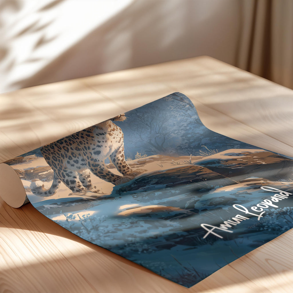 Amur Leopard Framed Poster: Endangered Wildlife Art for Nursery