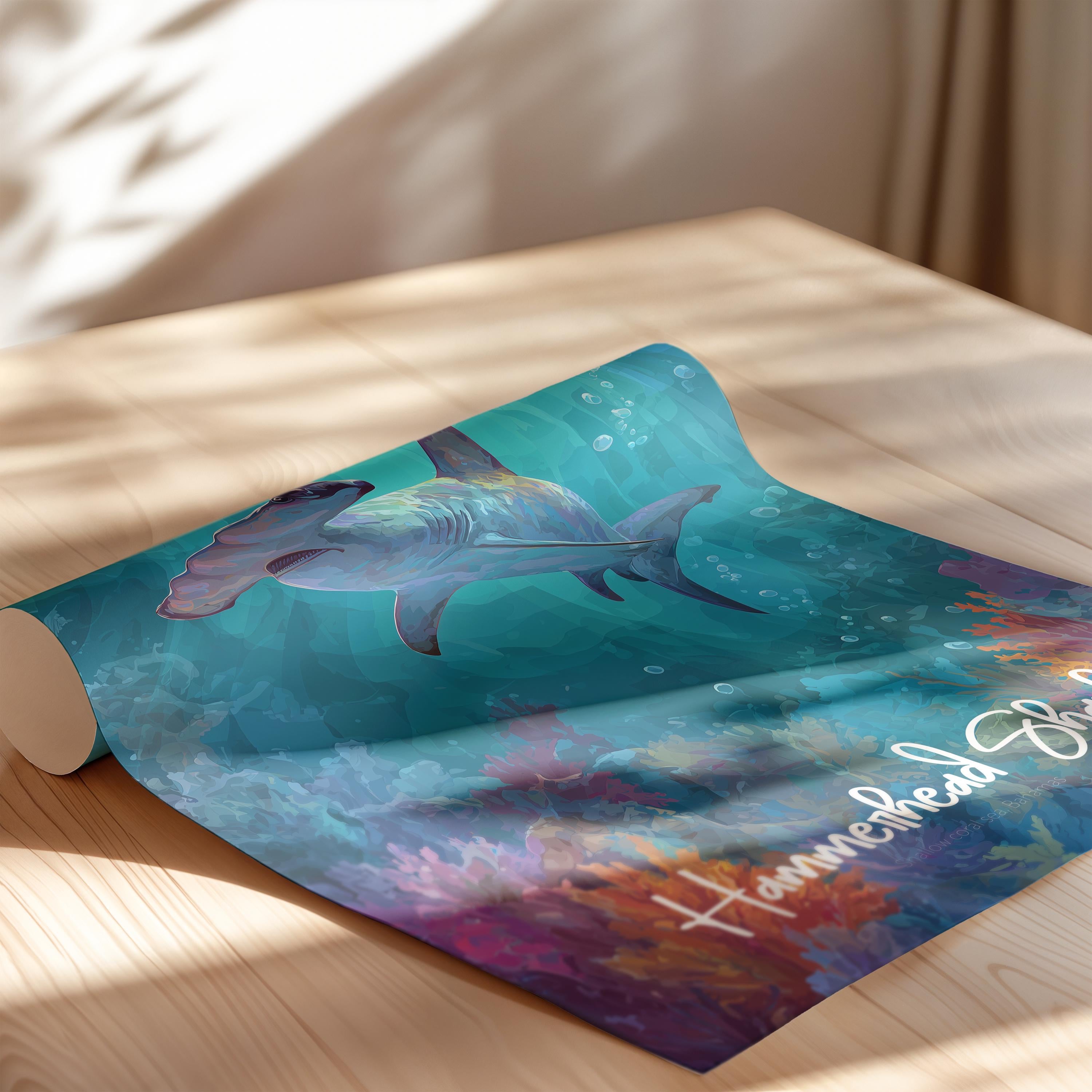 Hammerhead Shark Framed Poster: Kids Nursery Ocean Wall Art