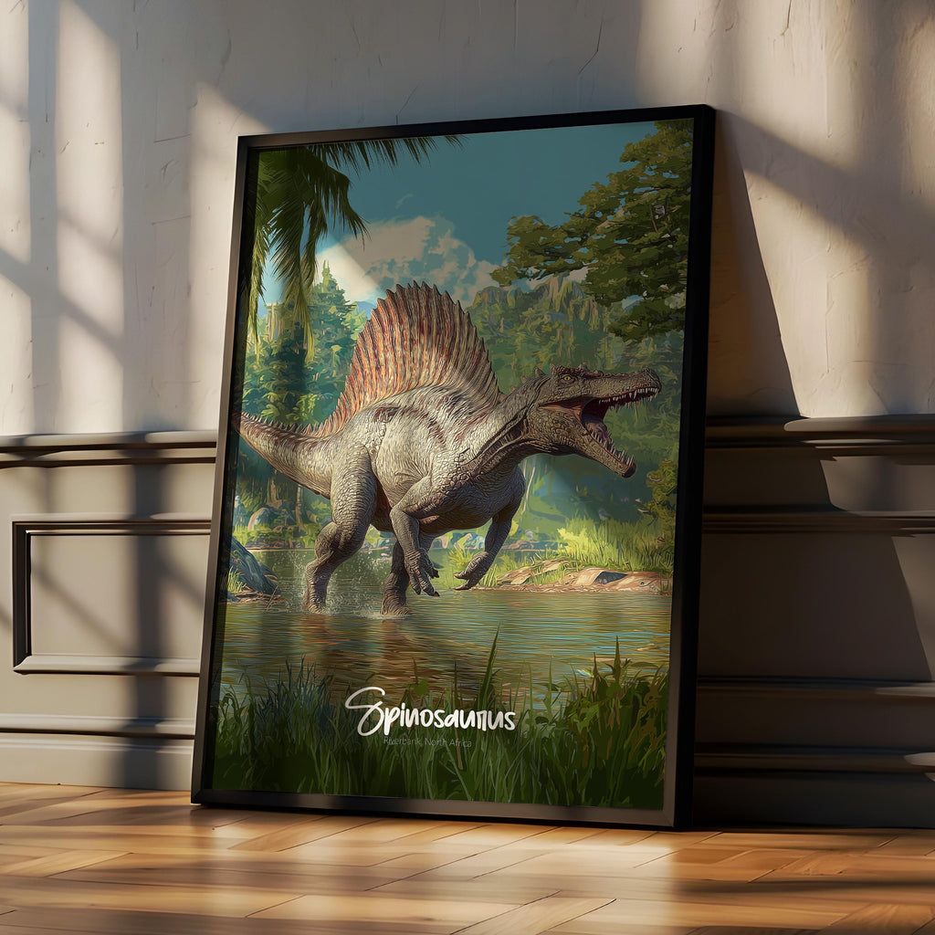 Spinosaurus Framed Poster: Prehistoric Dinosaur Kids Room Decor
