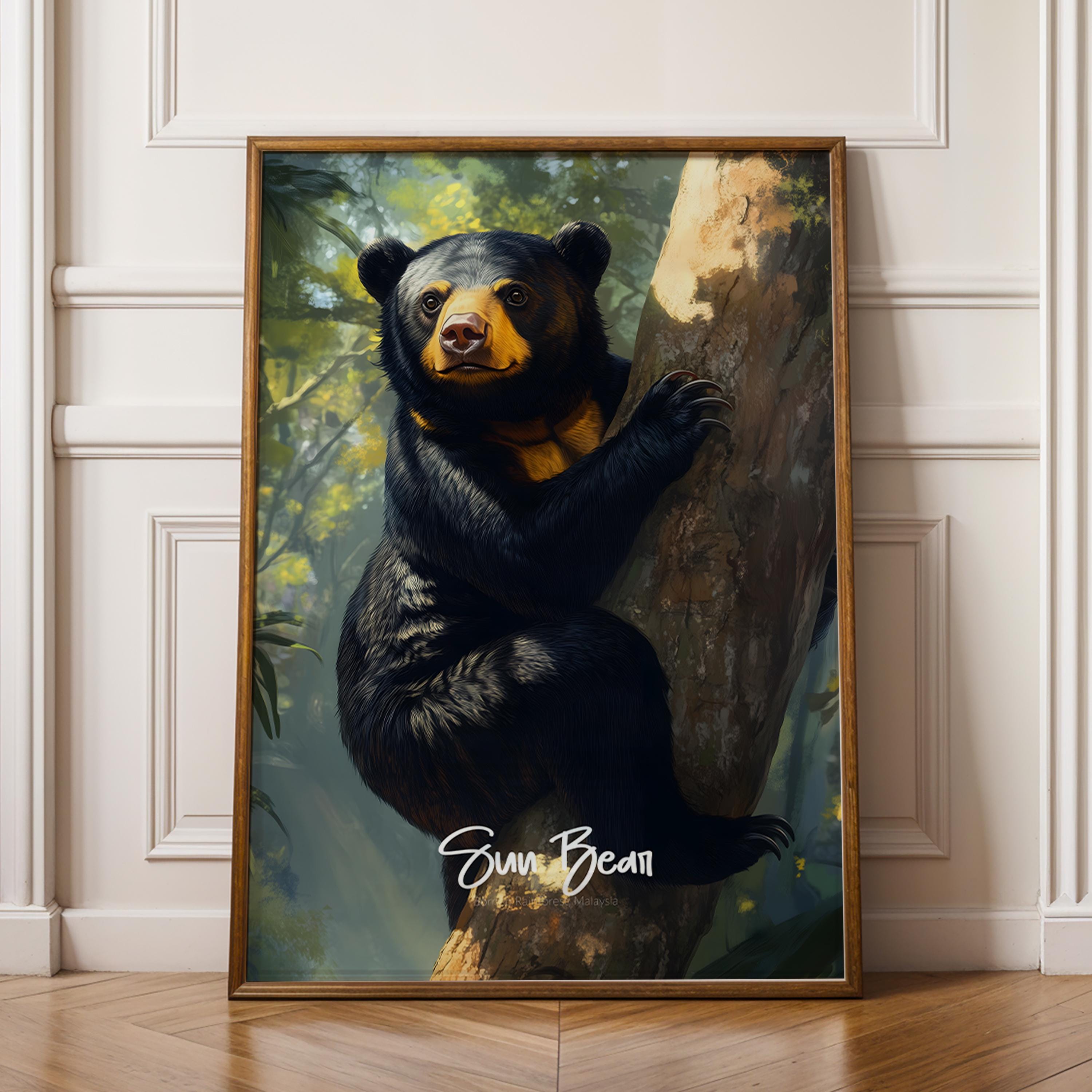 Sun Bear Art Print: Eco-Friendly Jungle Wall Decor