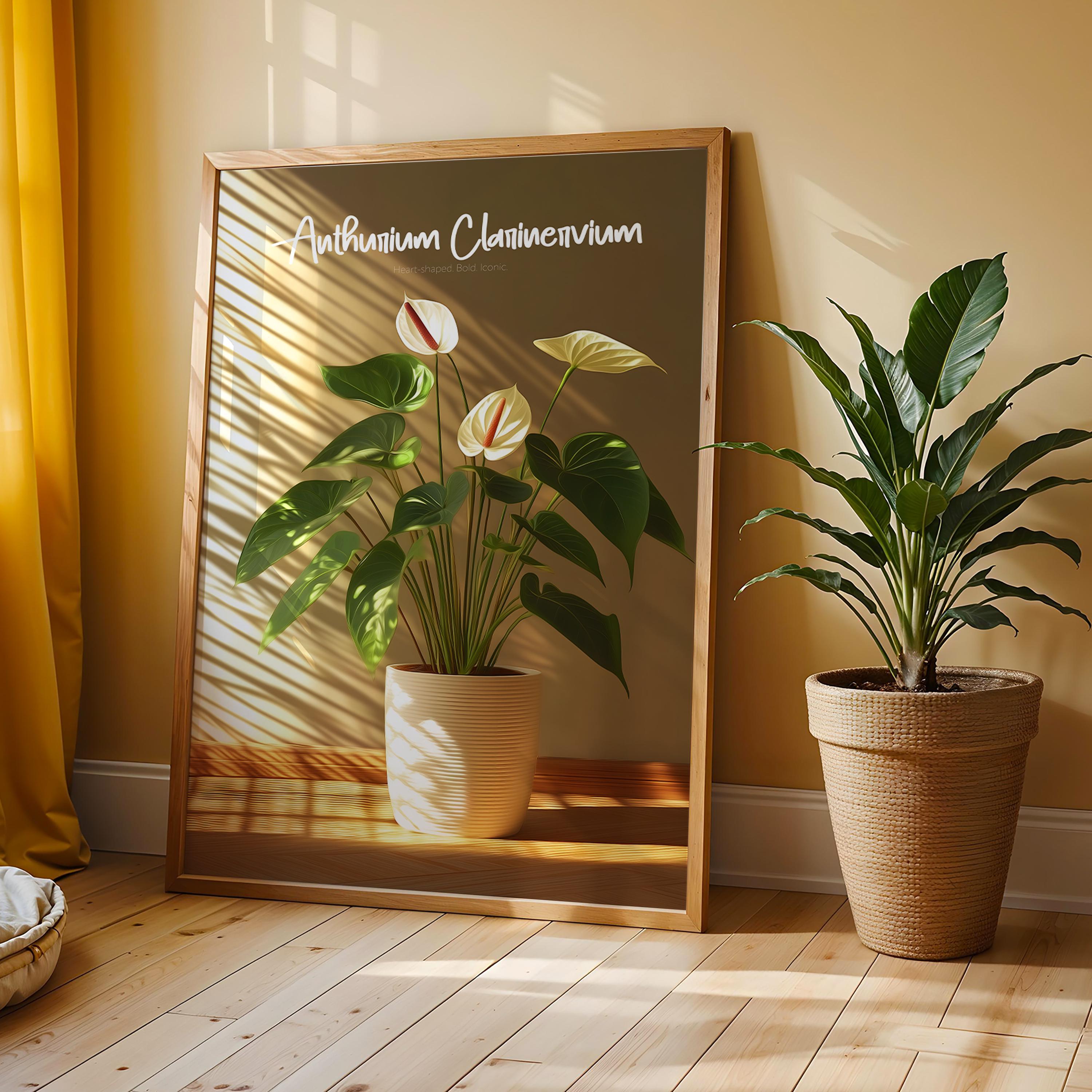 Anthurium Clarinervium Print: Minimalist Botanical Illustration, Greenery Plant Wall Art