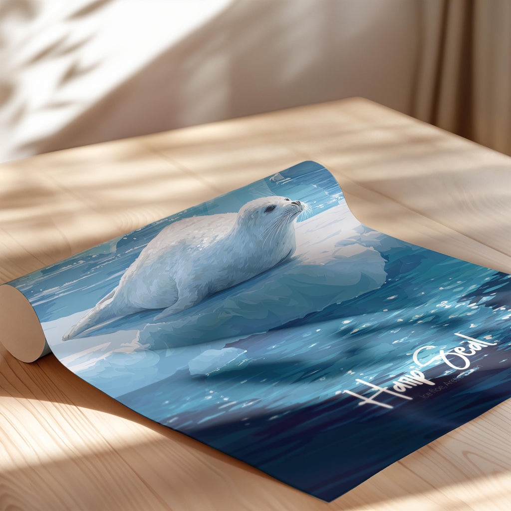 Harp Seal Framed Poster: Arctic Animal Kids Room Decor
