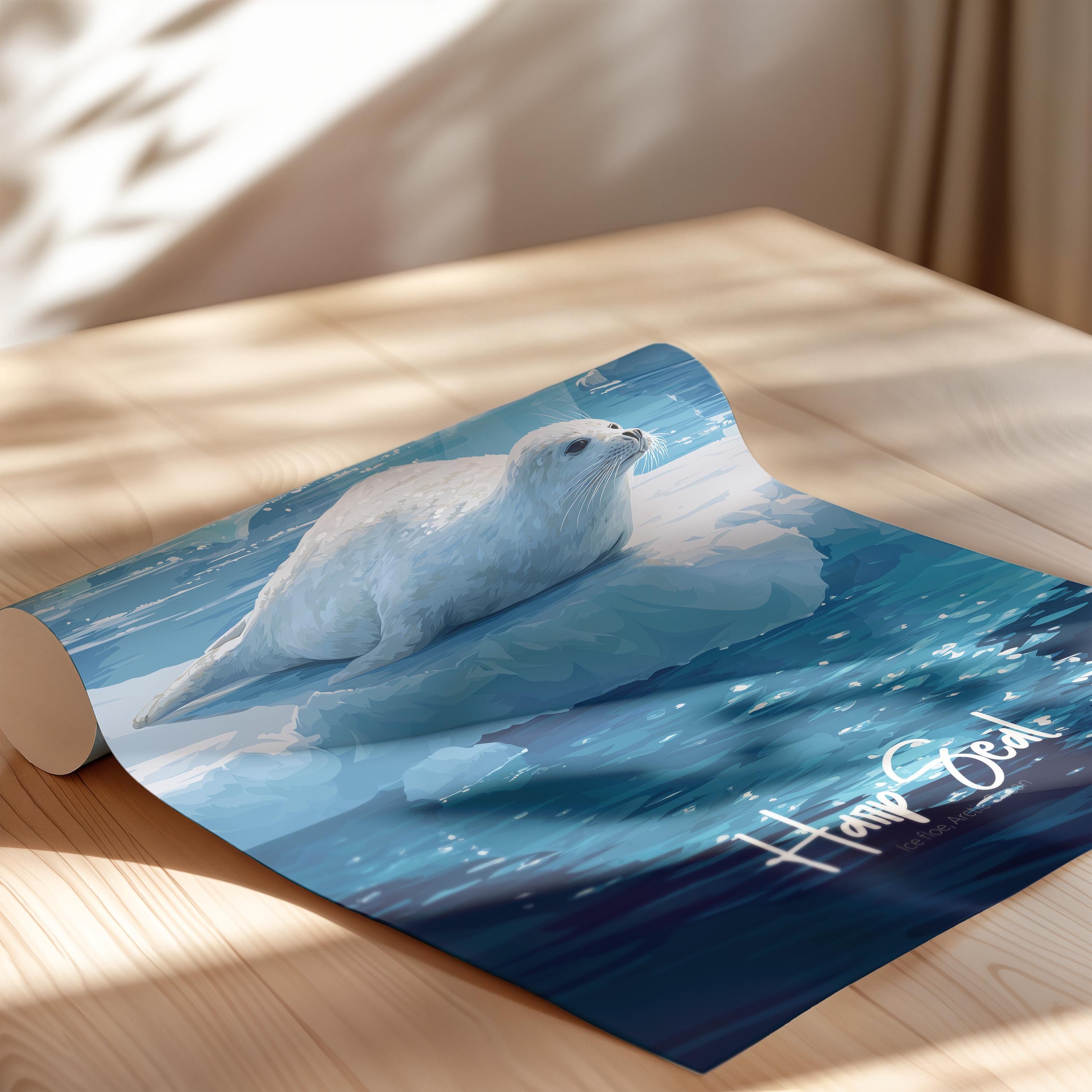 Harp Seal Framed Poster: Arctic Animal Kids Room Decor