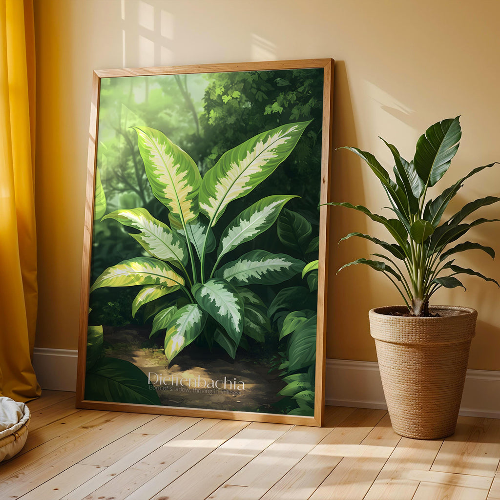 Dieffenbachia Plant Print: Tropical Green Leaf Botanical Illustration