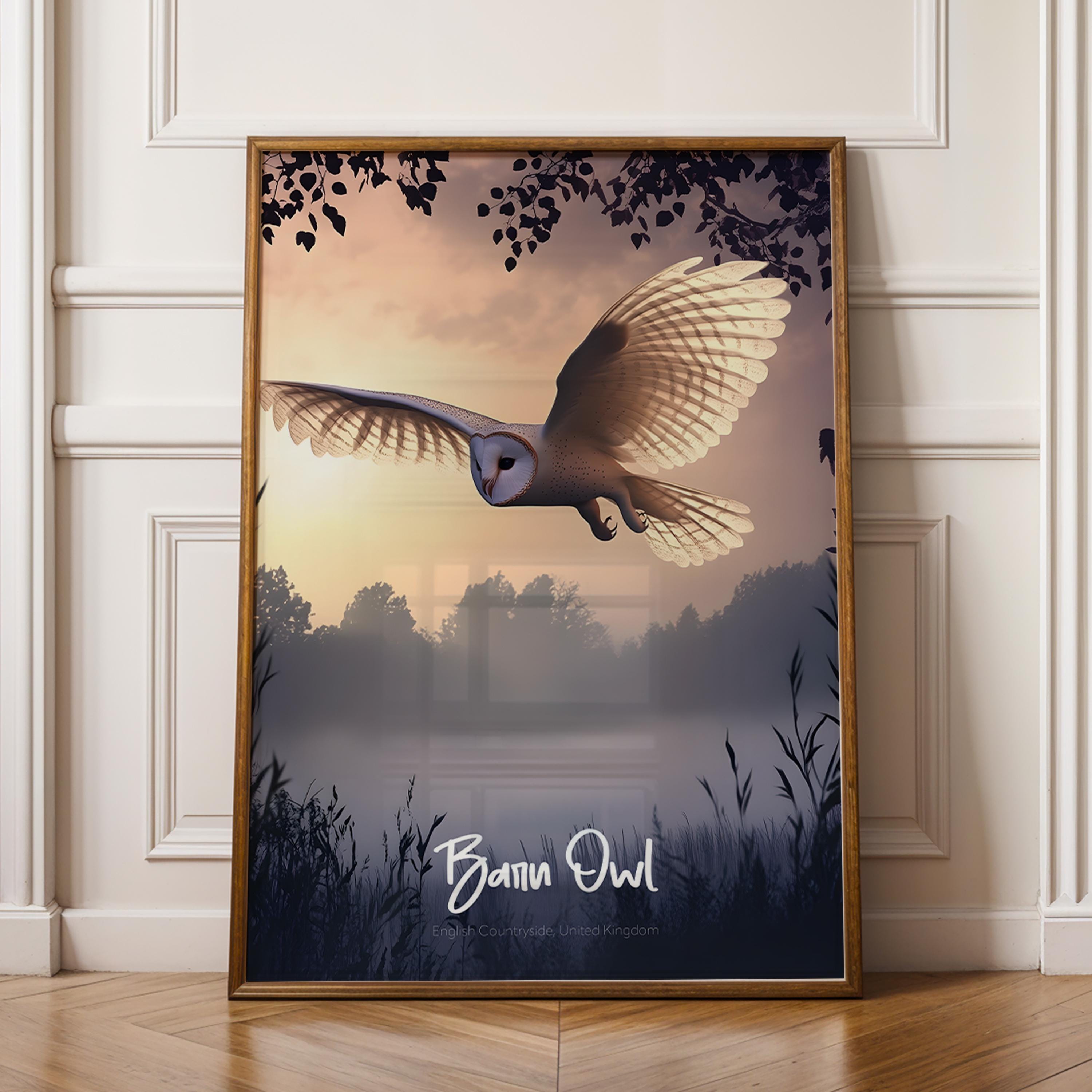 Barn Owl Print: Rustic Countryside Bird Wall Art