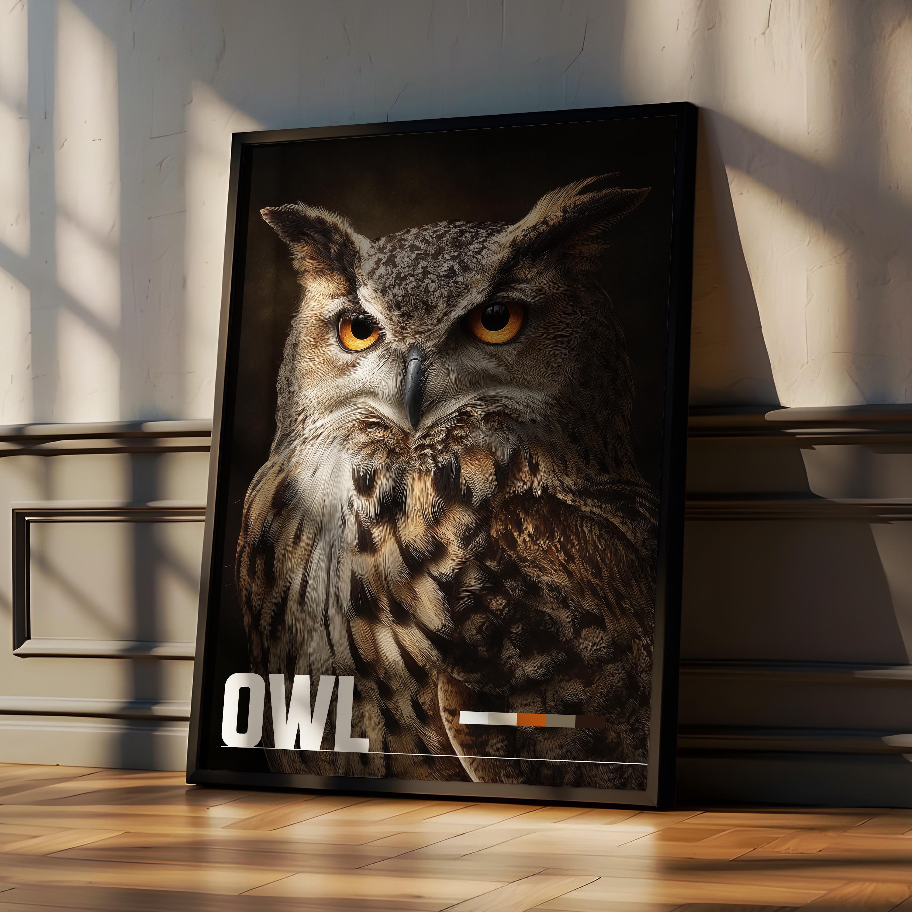 Owl Framed Poster: Wise Woodland Bird Wall Art for Nursery or Kids Room