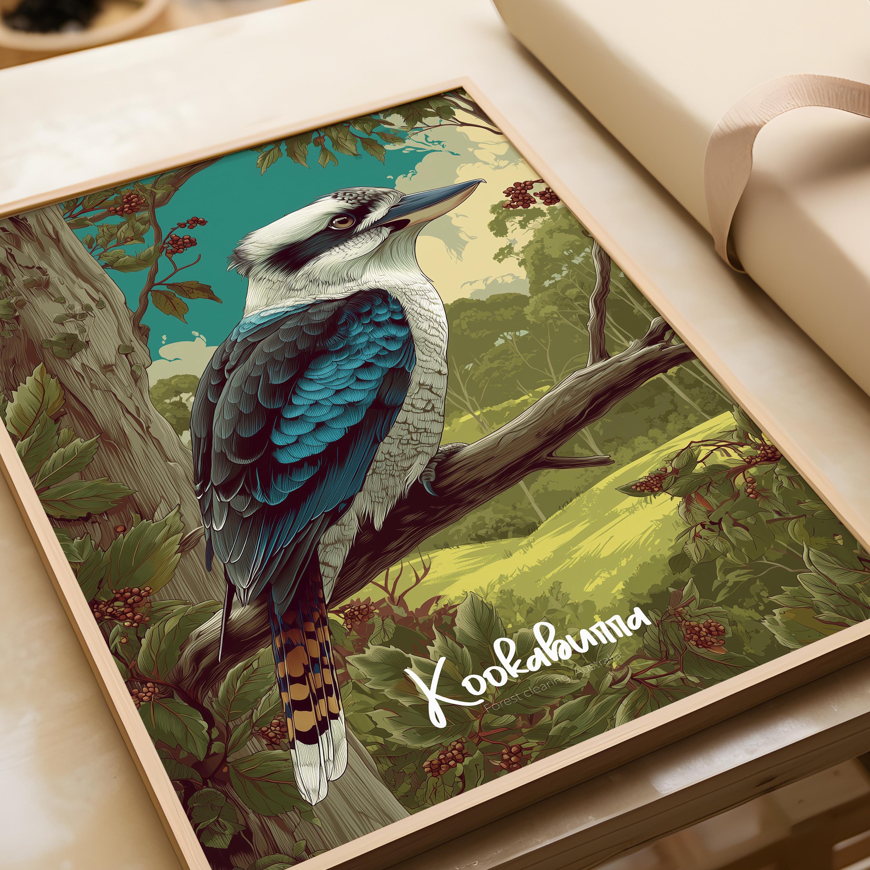 Kookaburra Framed Poster: Australian Bird Wall Art for Nursery