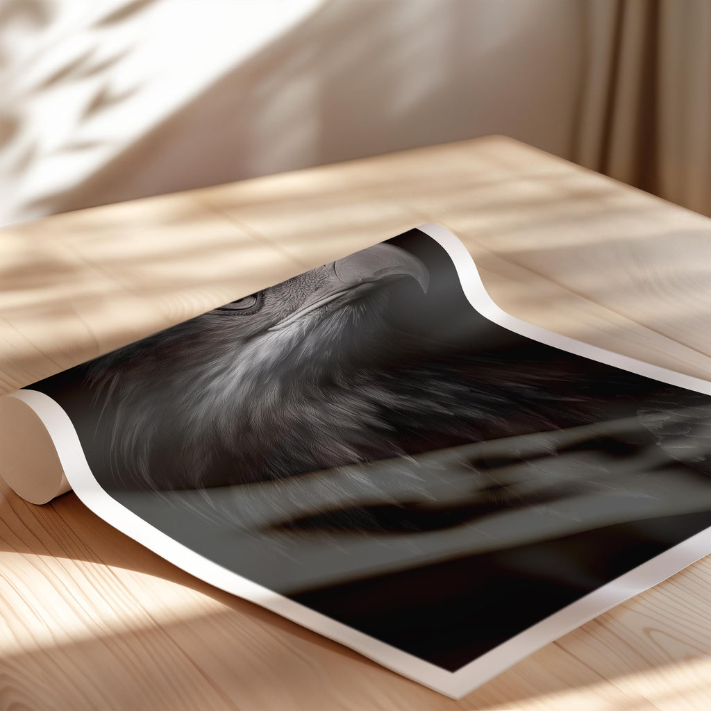 Majestic Eagle Art Print: Black and White Wildlife Poster