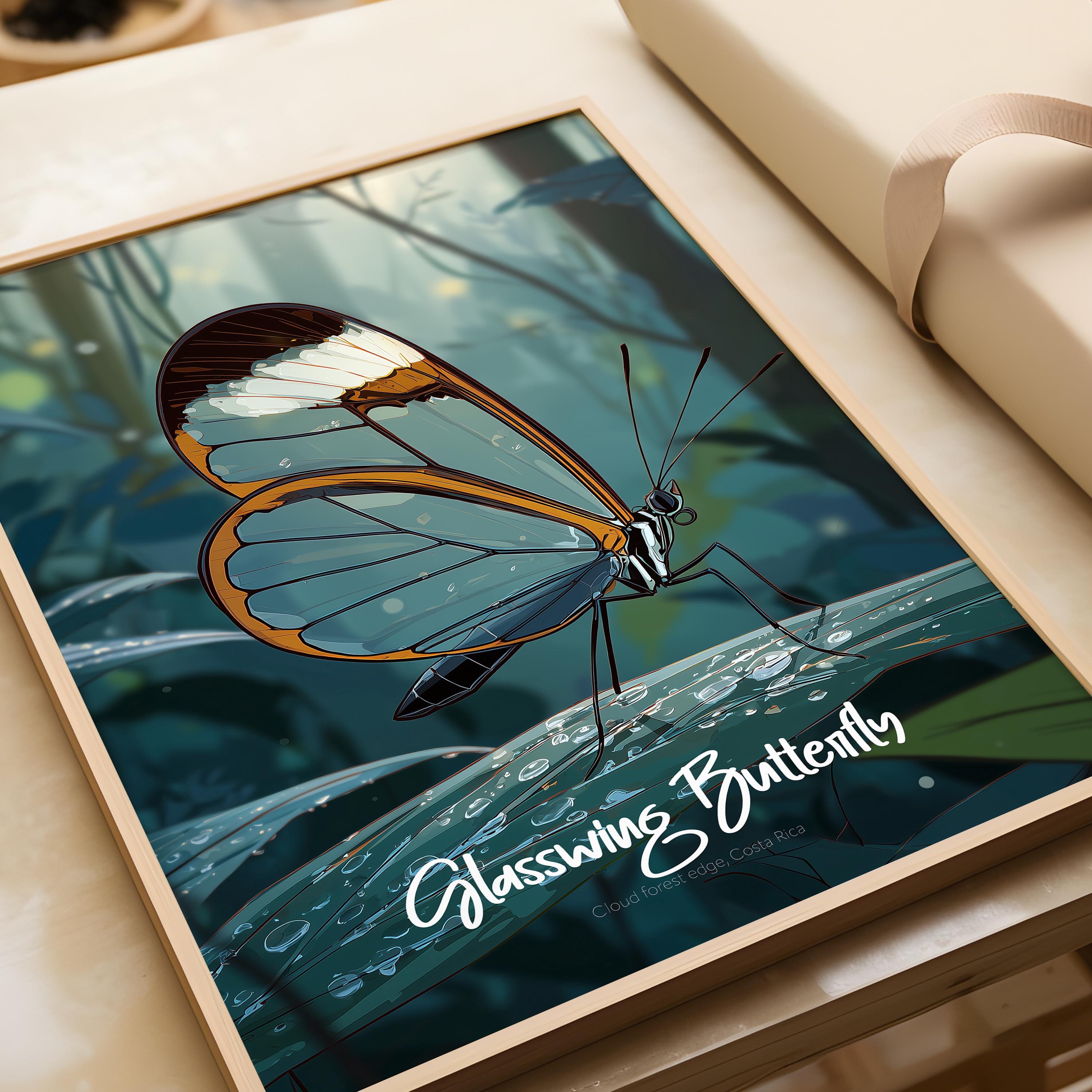 Glasswing Butterfly Print: Ethereal Insect Wall Art, Nature Decor