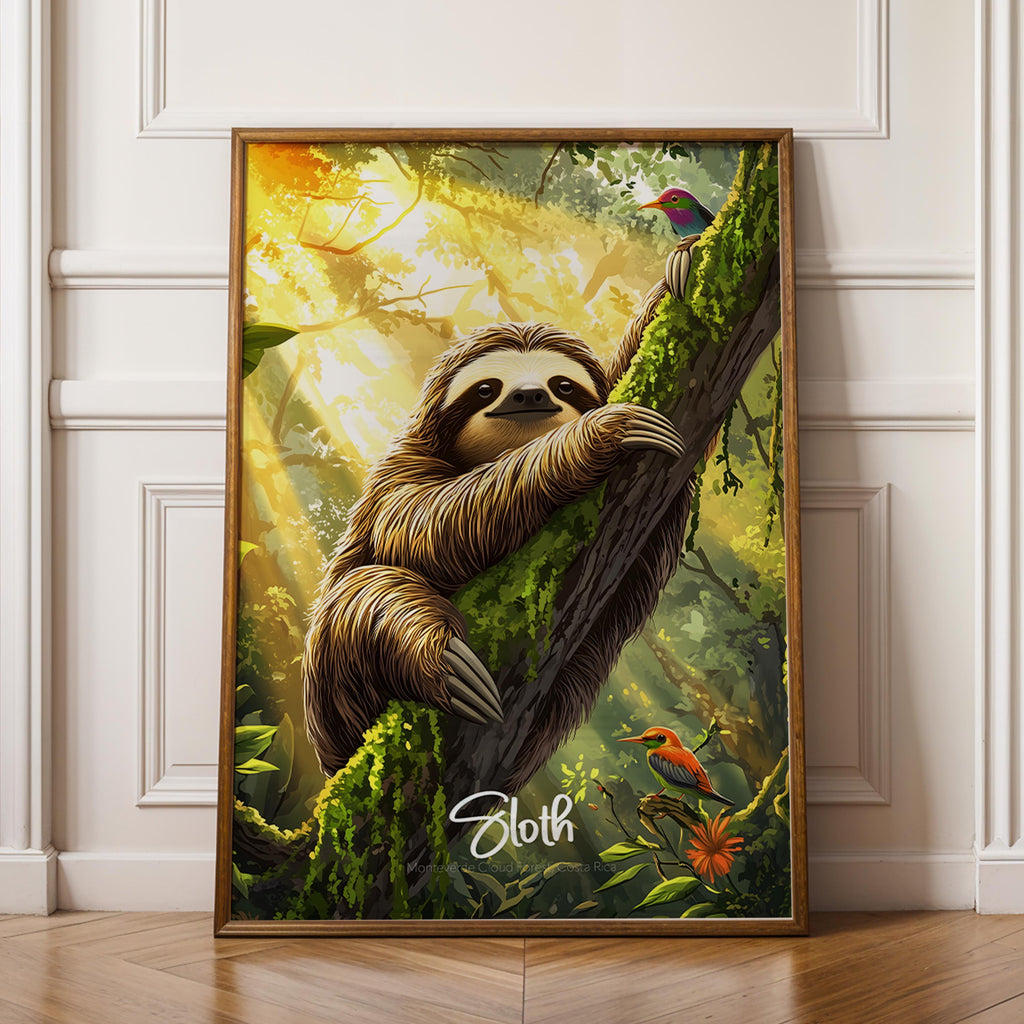 Sloth Animal Wall Art Decor, Cute Sloth Print for Nursery & Kids Room, Nature Animal Poster, Gift for Animal Lovers