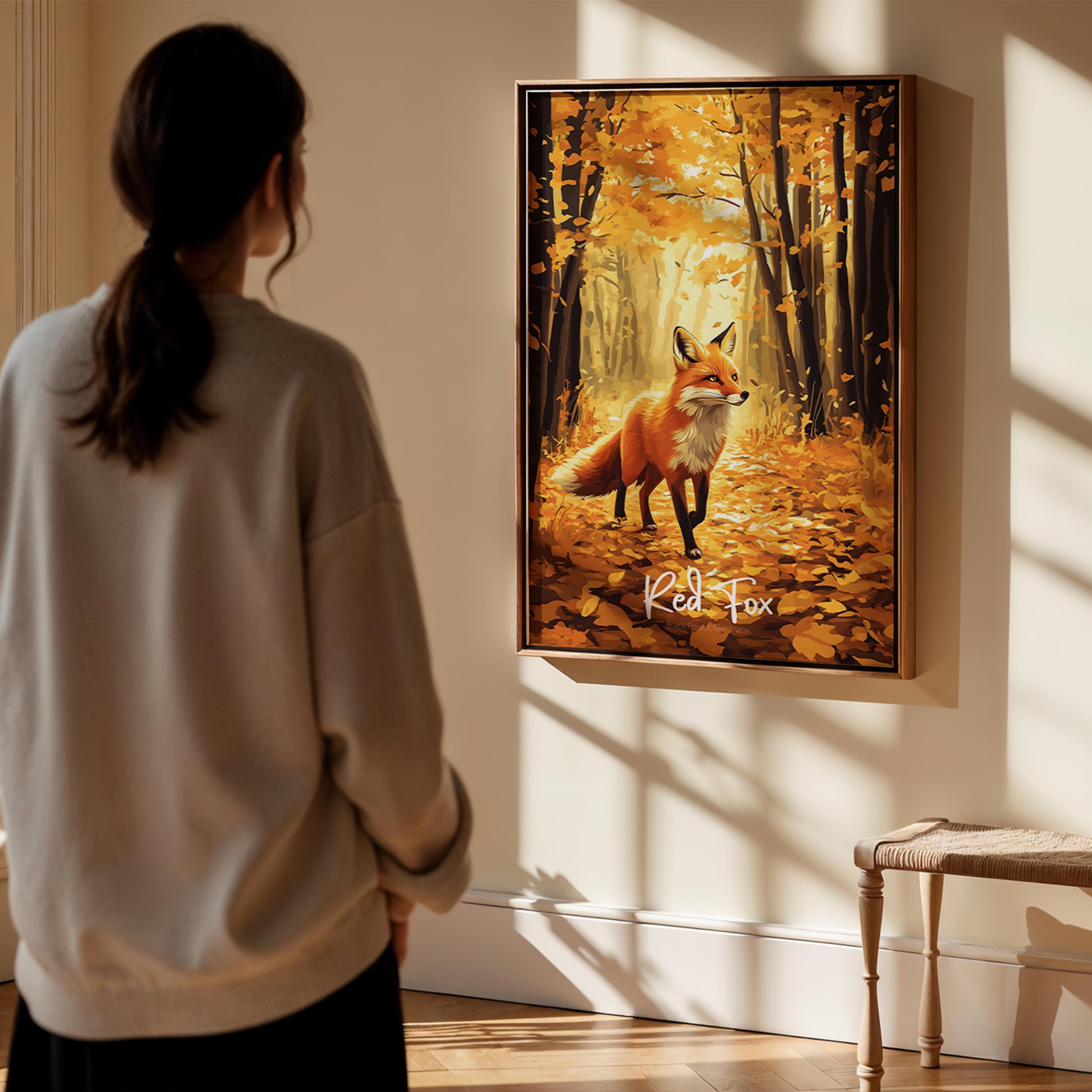 Red Fox Art Print: Rustic Woodland Animal Illustration