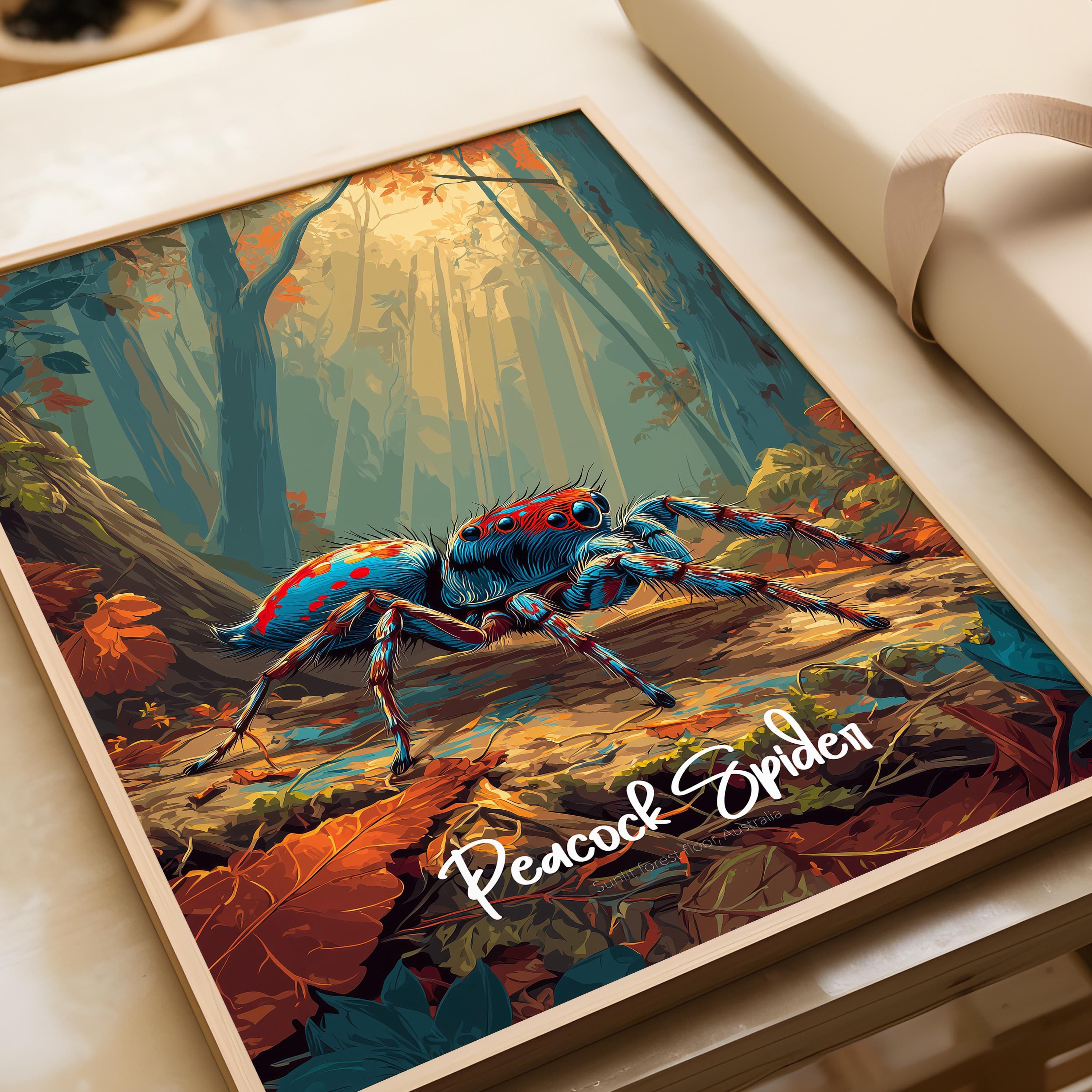 Peacock Spider Art Print: Colorful Insect Poster, Nature Decor