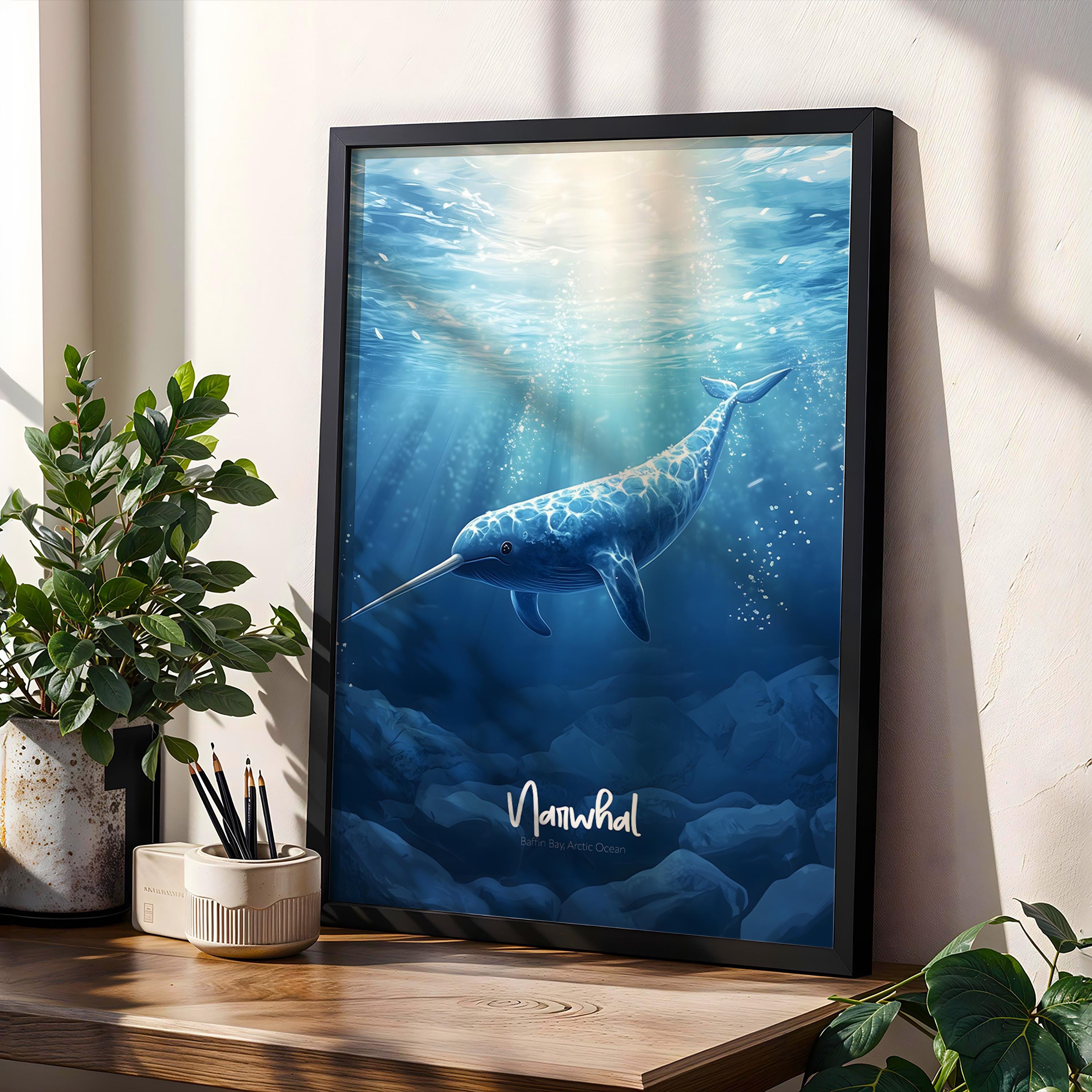 Narwhal Nursery Art Print: Ocean Animal Kids Room Decor