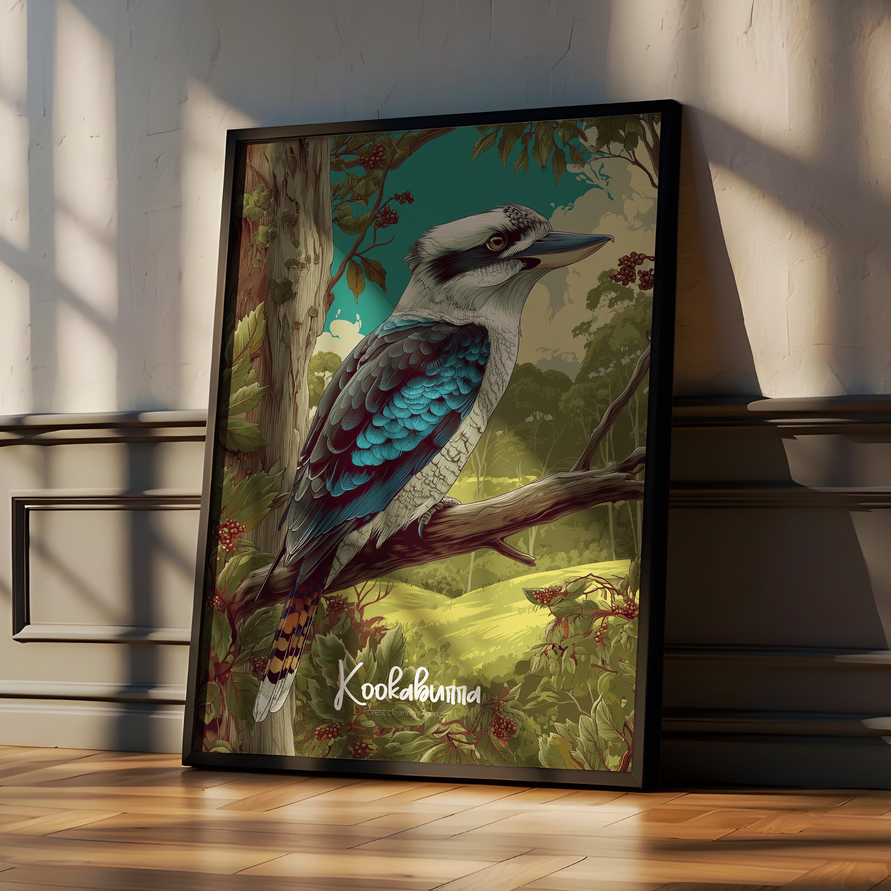 Kookaburra Framed Poster: Australian Bird Wall Art for Nursery
