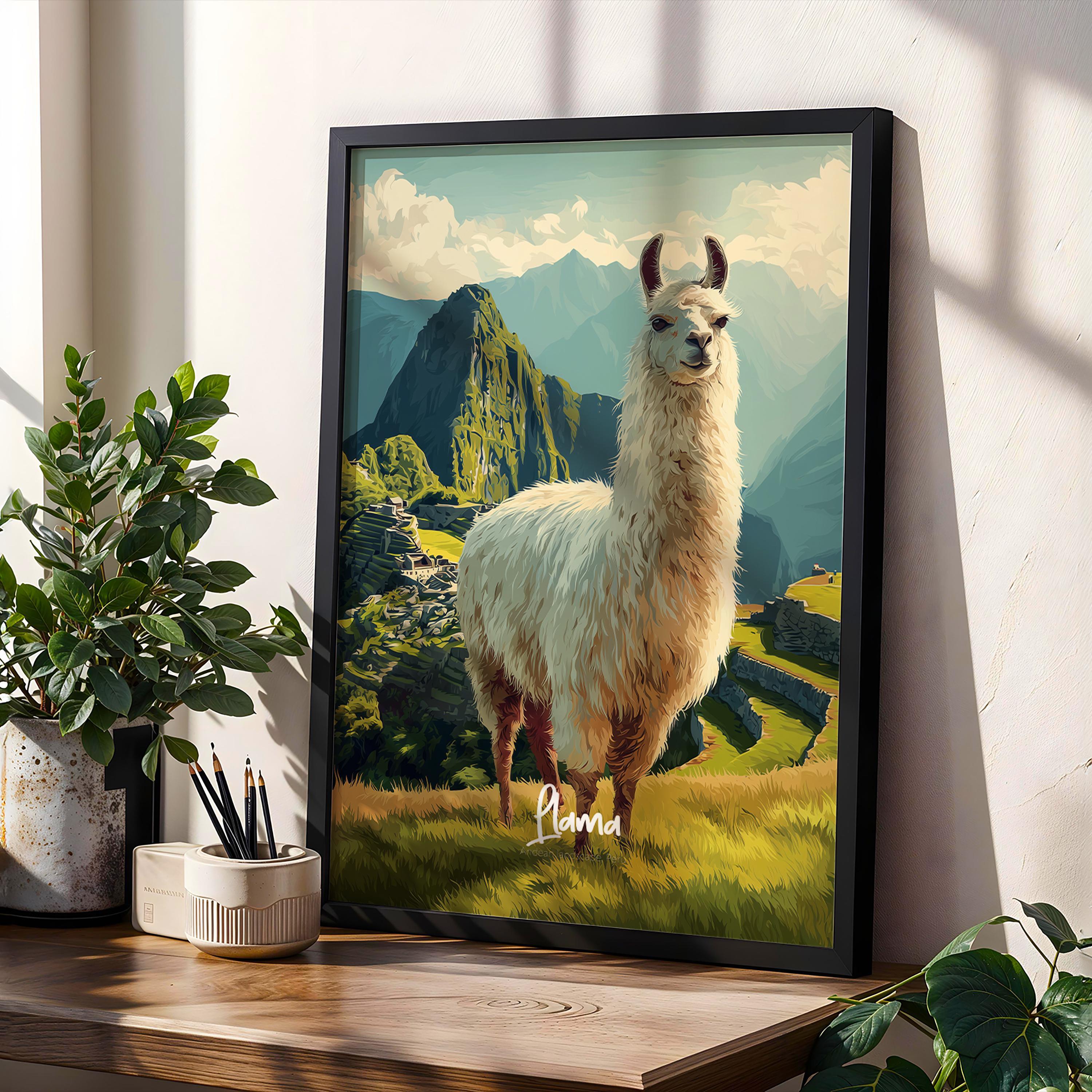 Llama Framed Poster: Boho Nursery Wall Art for Kids