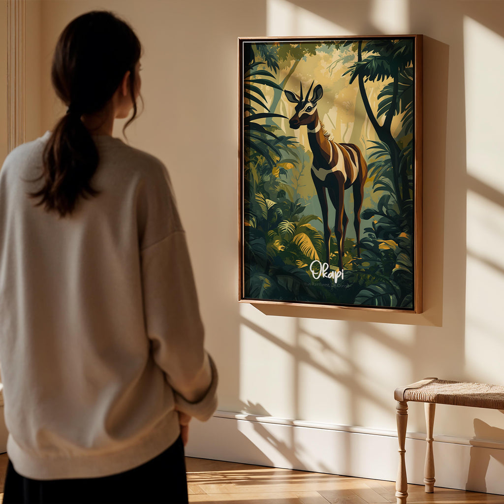 Okapi Art Print: Exotic Jungle Animal Wall Decor, Matte Finish