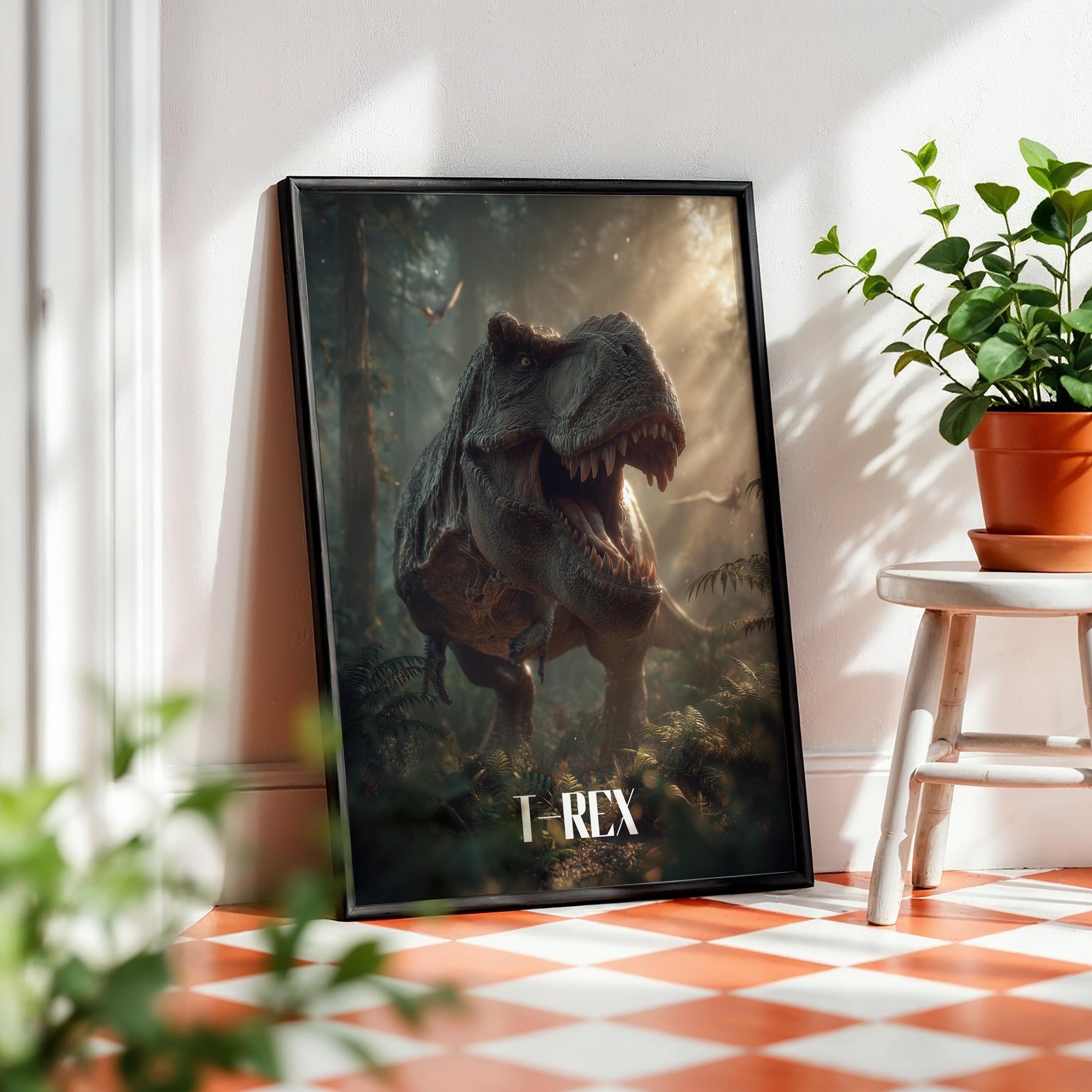 Tyrannosaurus Rex Poster for Kids Room – Jurassic Wall Art for Dinosaur Lovers